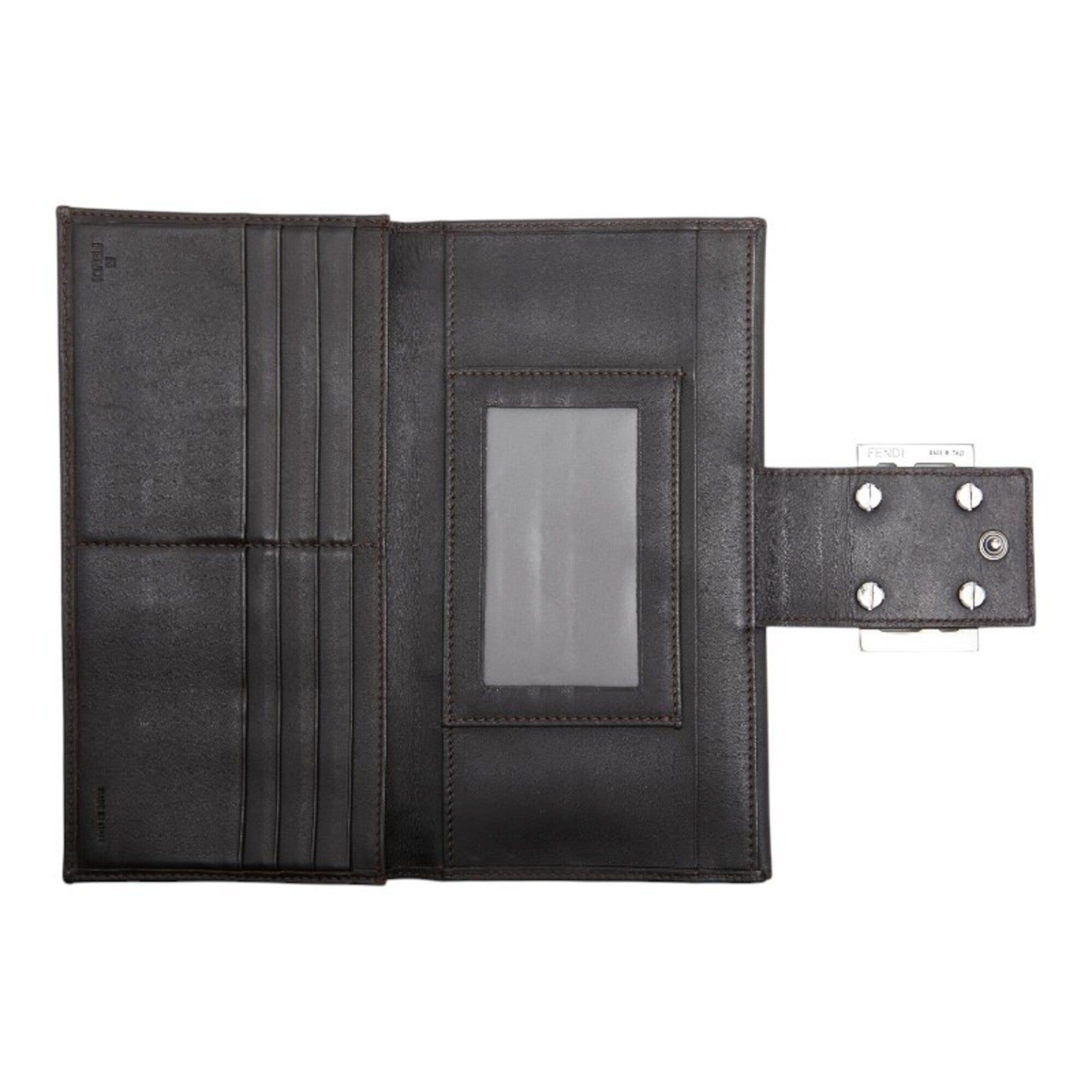 Fendi Brown Canvas Leather Long Wallet (Bi-Fold) (Pre-Owned)
