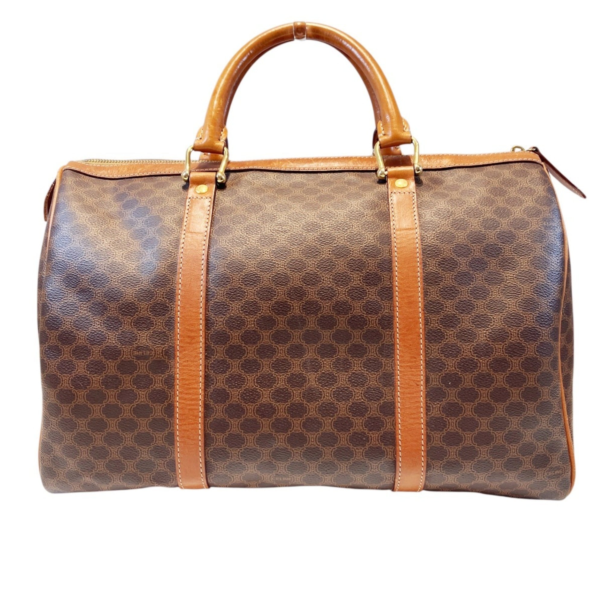 Celine Macadam Brown Coated Canvas Boston Bag (Pre-Owned)
