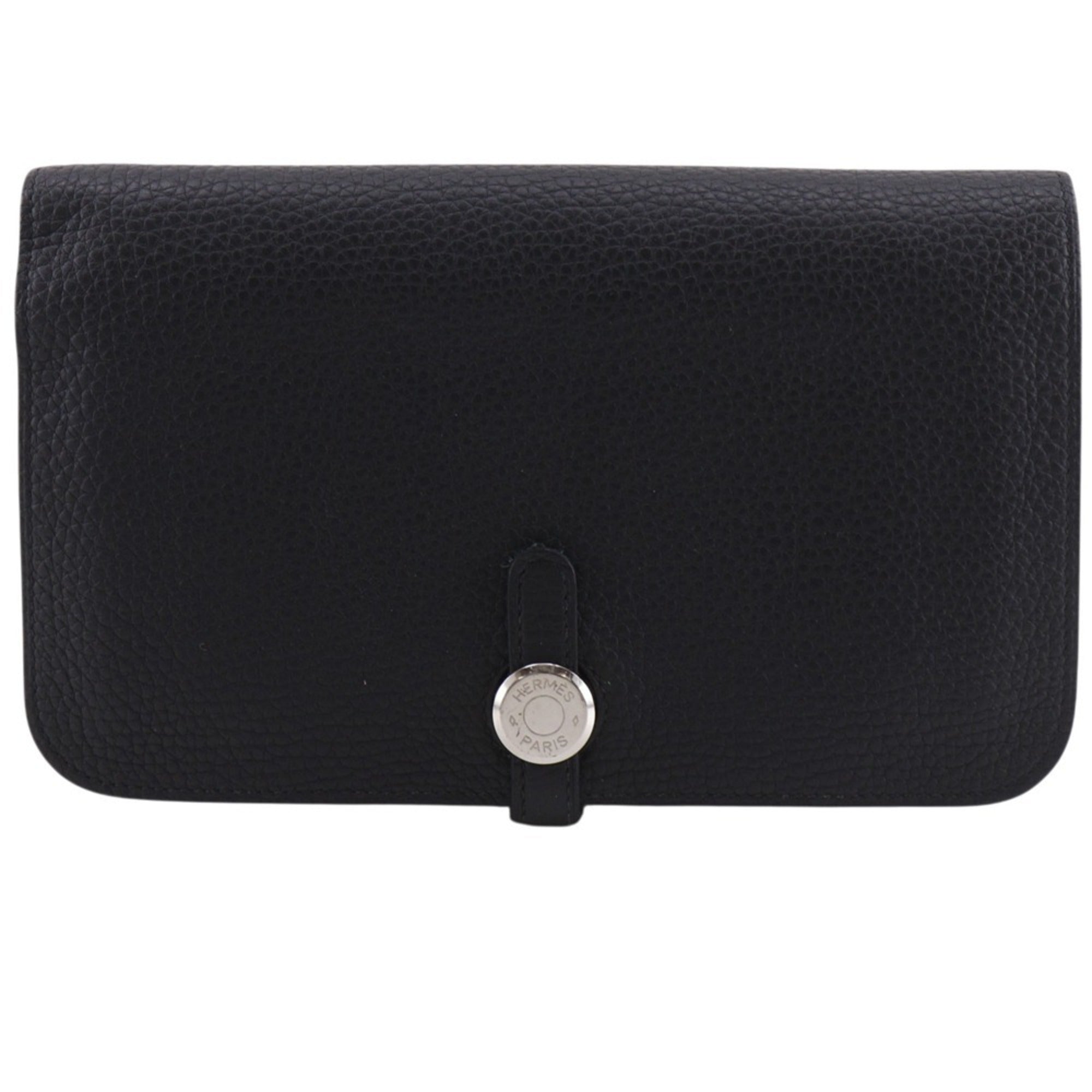 Hermes Dogon Duo Black Togo Leather Long Wallet (Bi-Fold) (Pre-Owned)