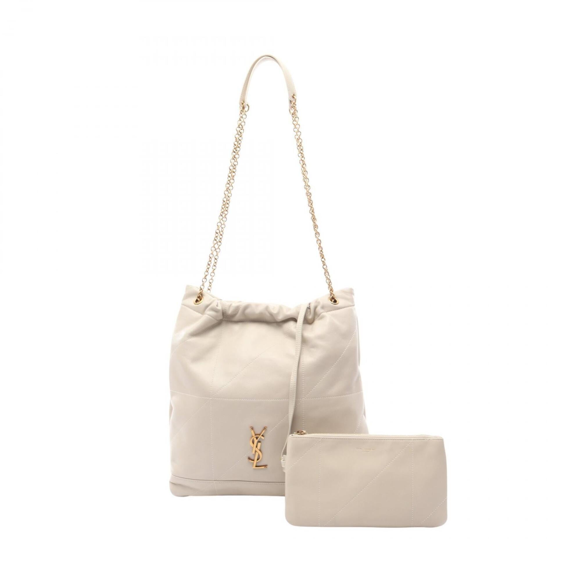 Yves Saint Laurent Ivory Leather Handbag Pouch Shoulder Bag (Pre-Owned)