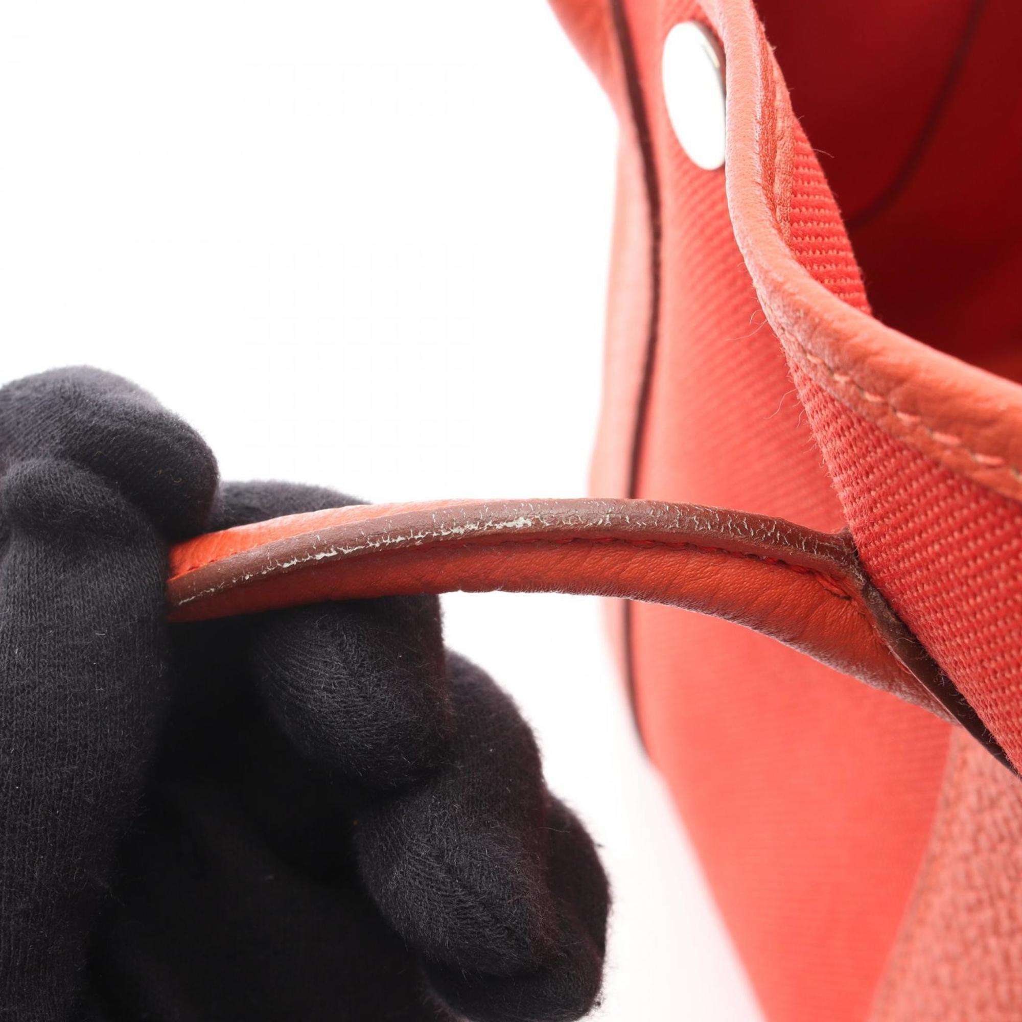 Hermes Red Color Canvas Handbag Tote Bag (Pre-Owned)