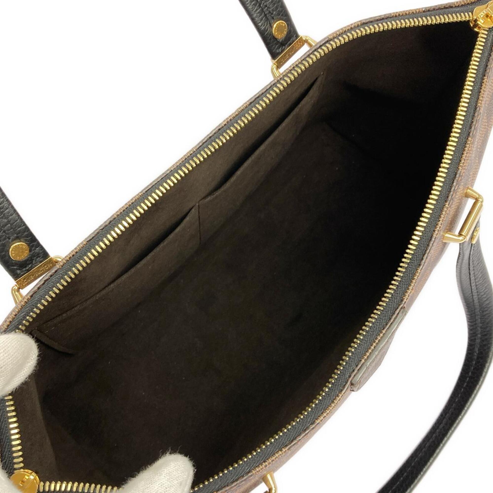 Louis Vuitton Black Damier Canvas Ebene Coated Canvas Leather Handbag (Pre-Owned)