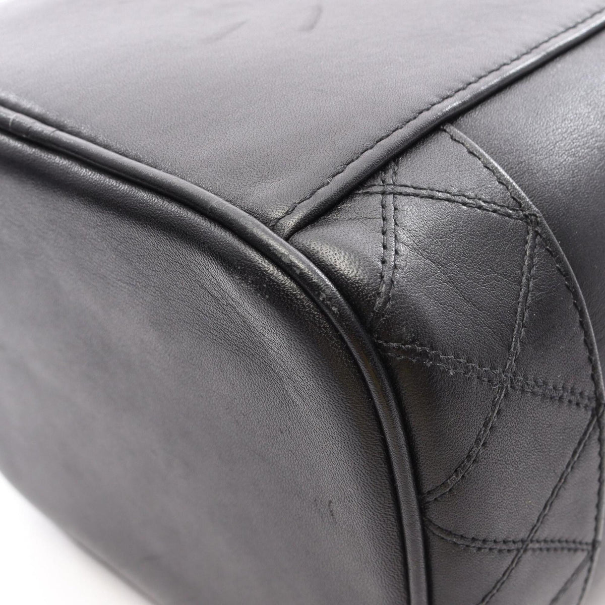 Chanel Black Leather Handbag Vanity Bag (Pre-Owned)