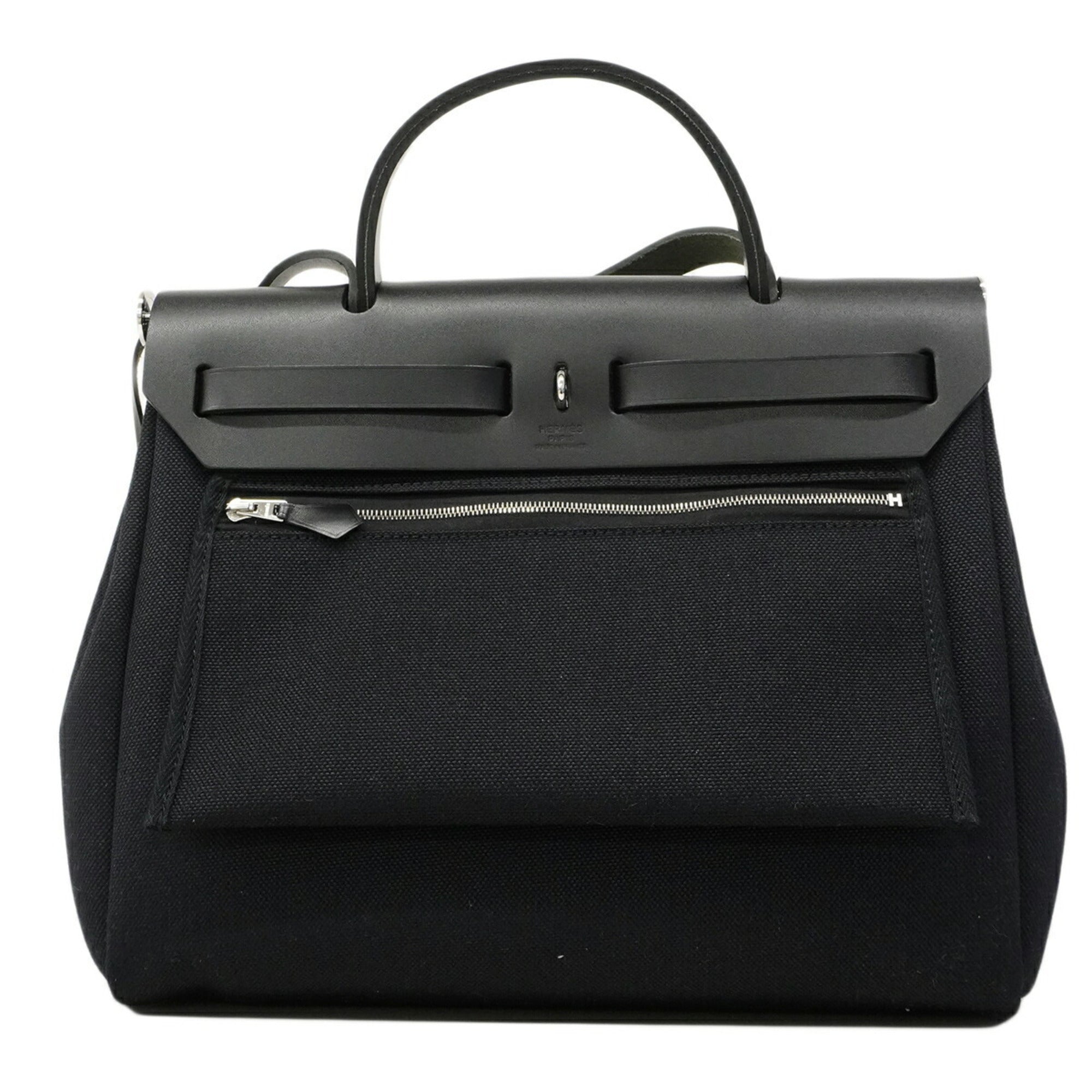 Hermes Black Toile Officier Handbag (Pre-Owned)