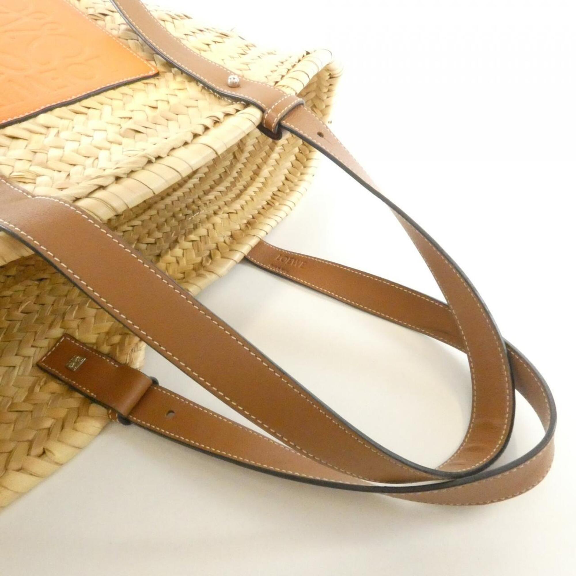 Loewe Beige Orange Raffia Leather Handbag (Pre-Owned)