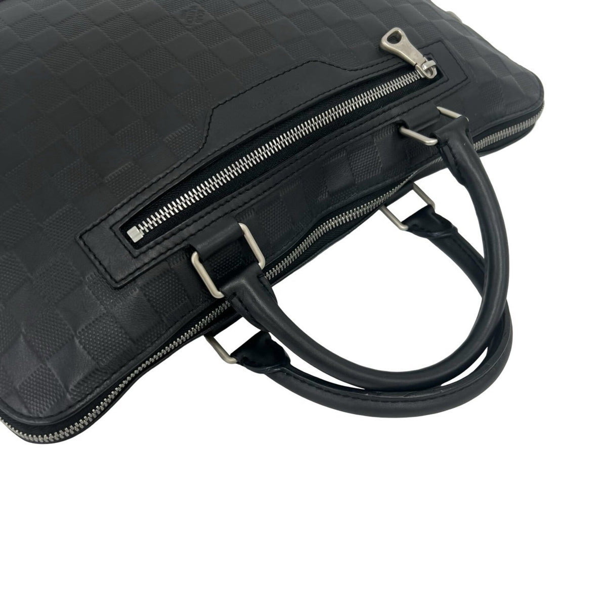 Louis Vuitton Black Leather Briefcase Shoulder Bag (Pre-Owned)