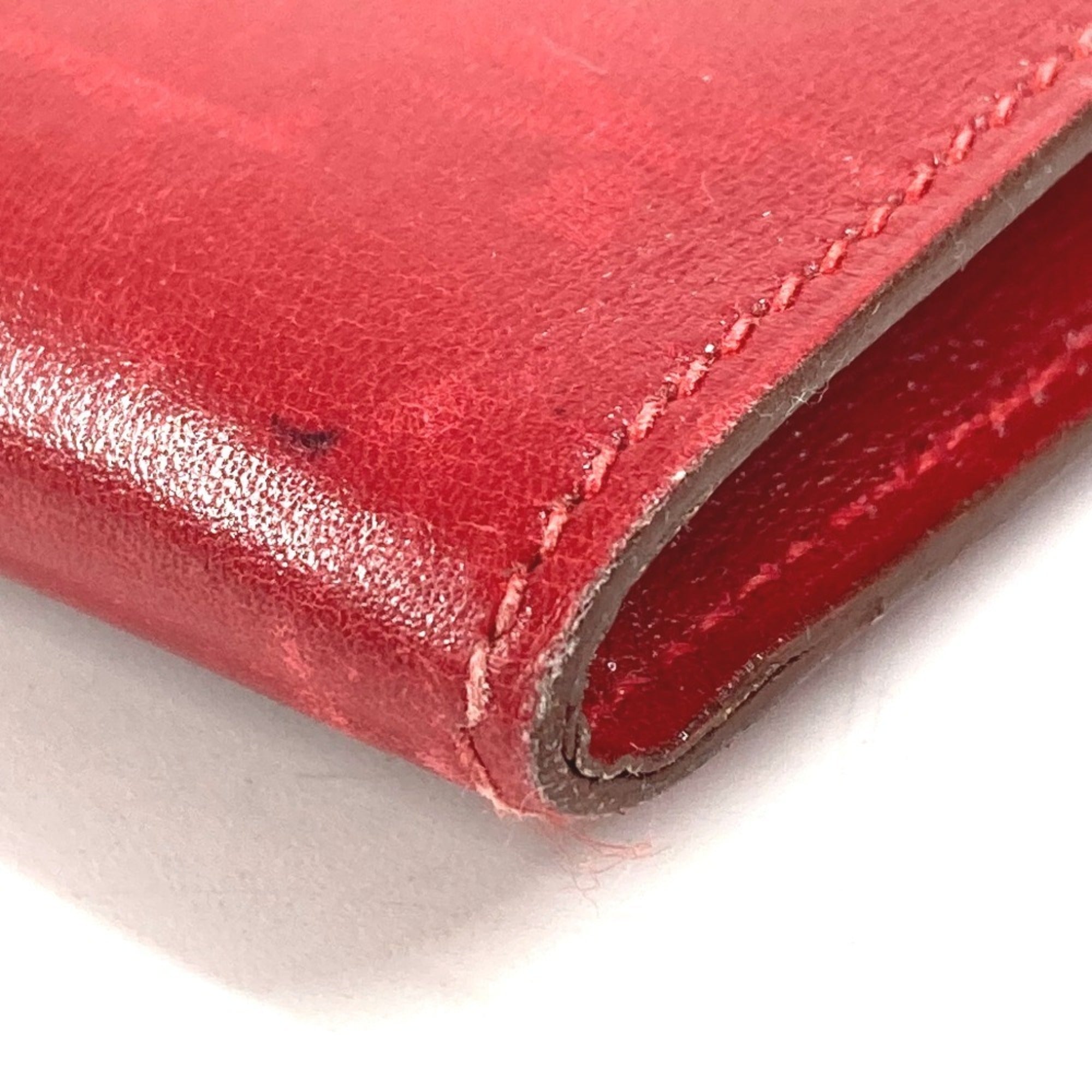 Hermes Red Color Leather Clutch Bag Pochette Pouch (Pre-Owned)