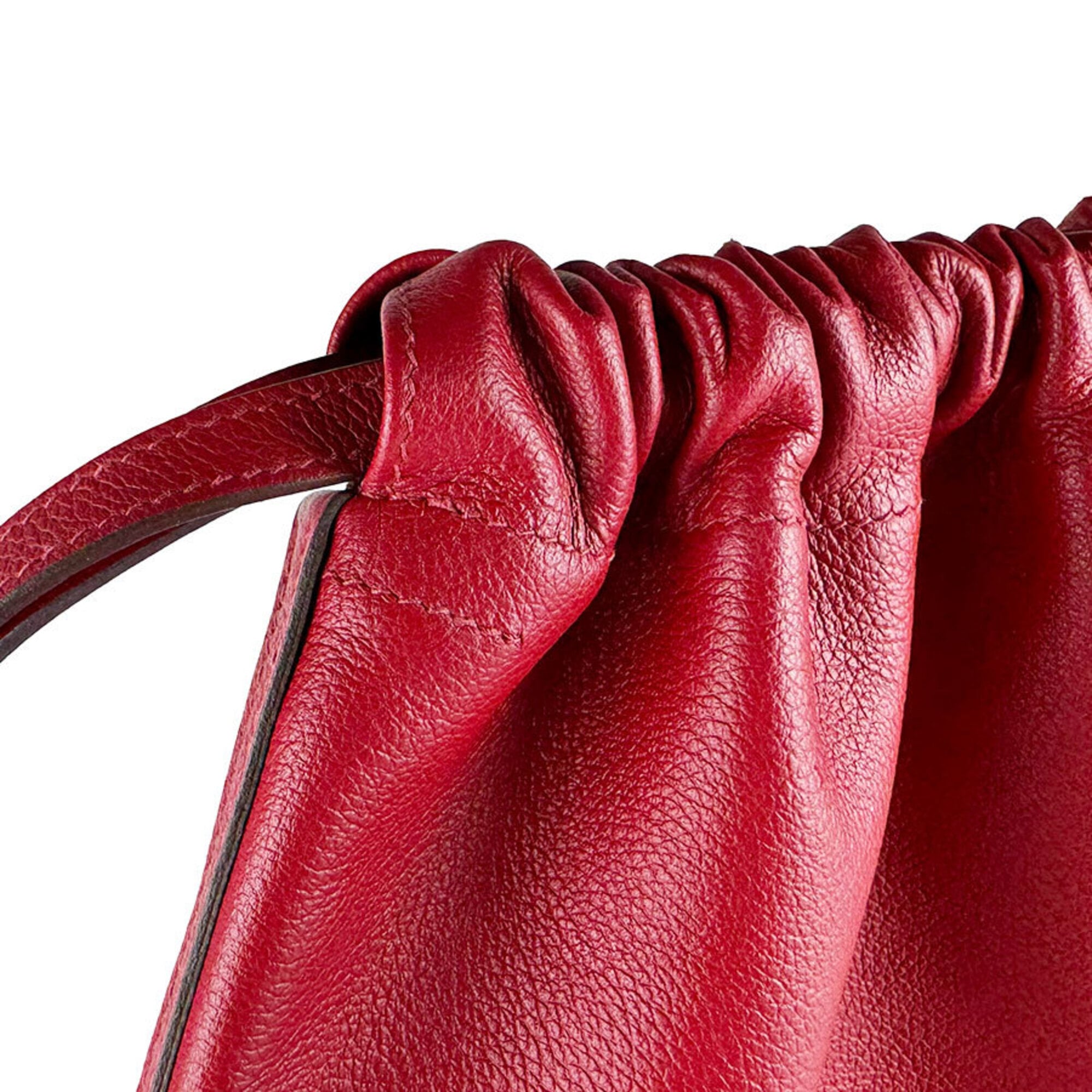 Hermes Red Color Leather Backpack Shoulder Bag (Pre-Owned)