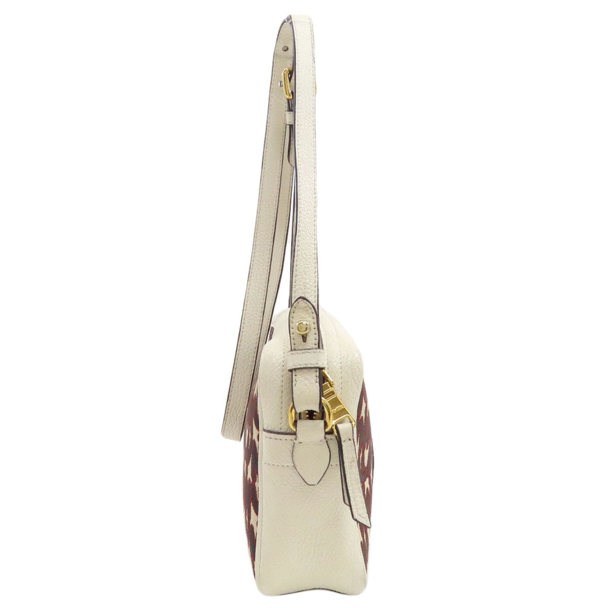 Miu Miu Brown White Leather Shoulder Bag (Pre-Owned)