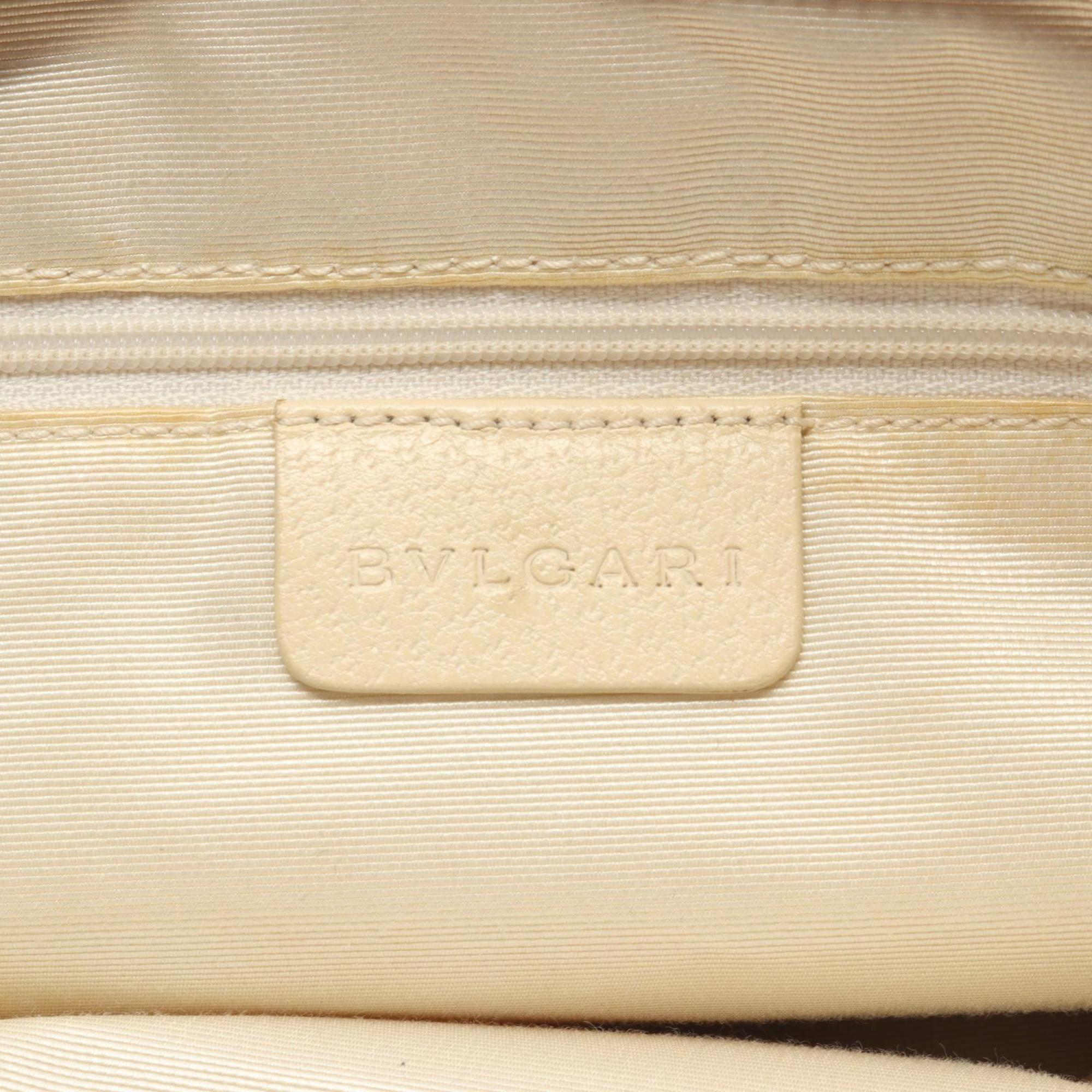 Bvlgari Ivory Pink Canvas Leather Handbag Tote Bag (Pre-Owned)