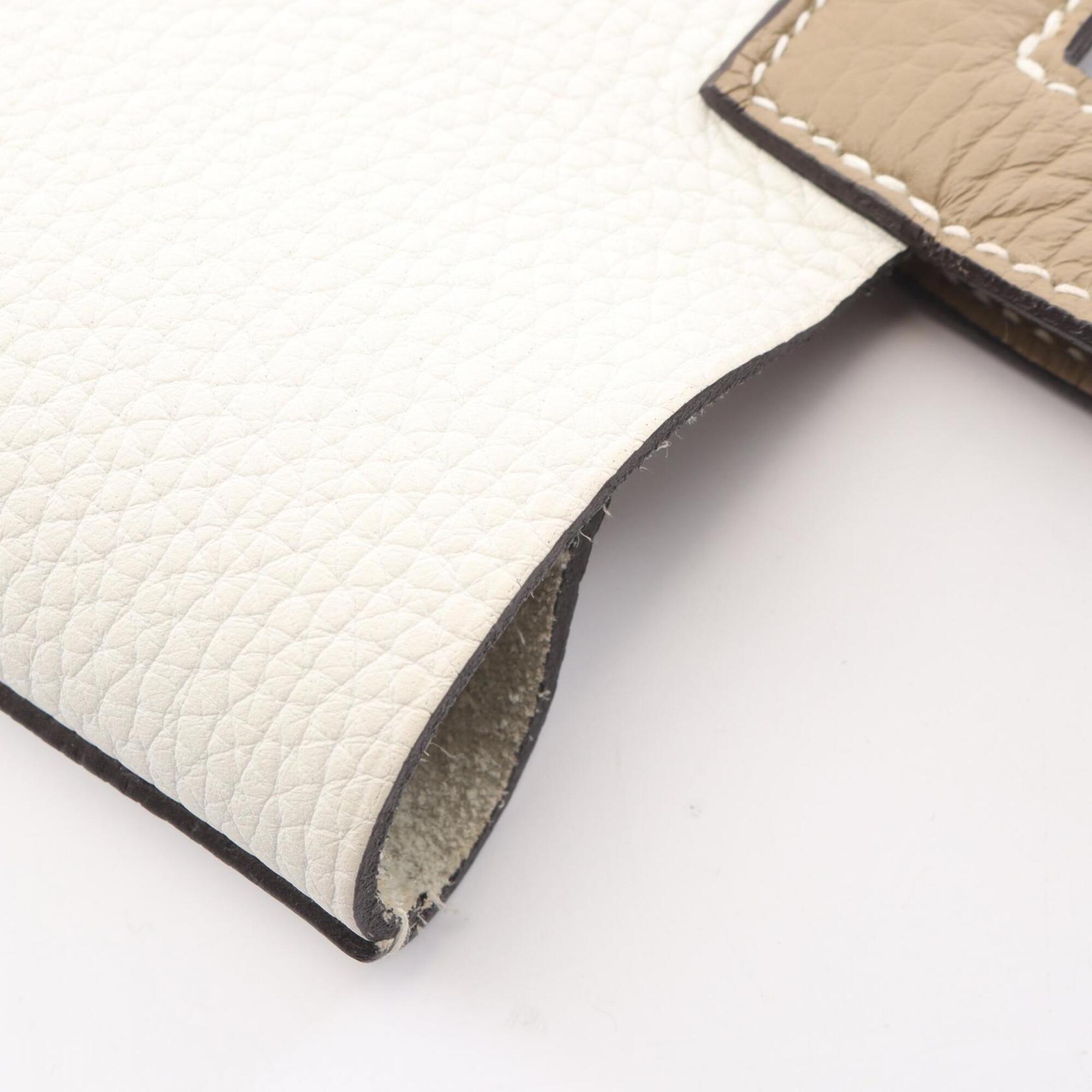 Hermes Beige White Taurillon Clemence Leather Handbag Tote Bag (Pre-Owned)
