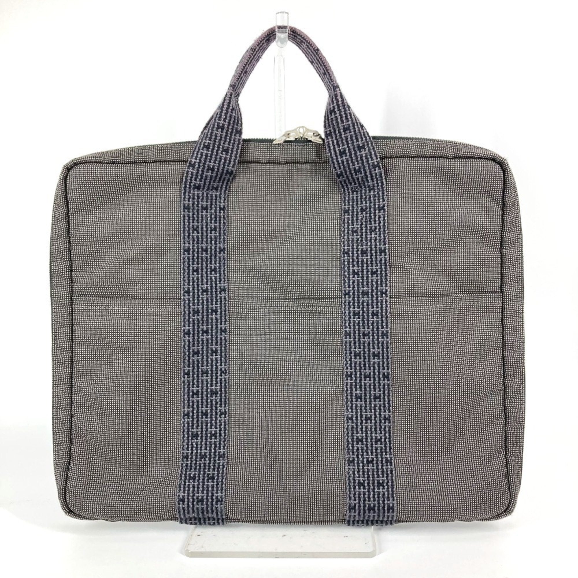 Hermes Gray Canvas Briefcase Handbag (Pre-Owned)