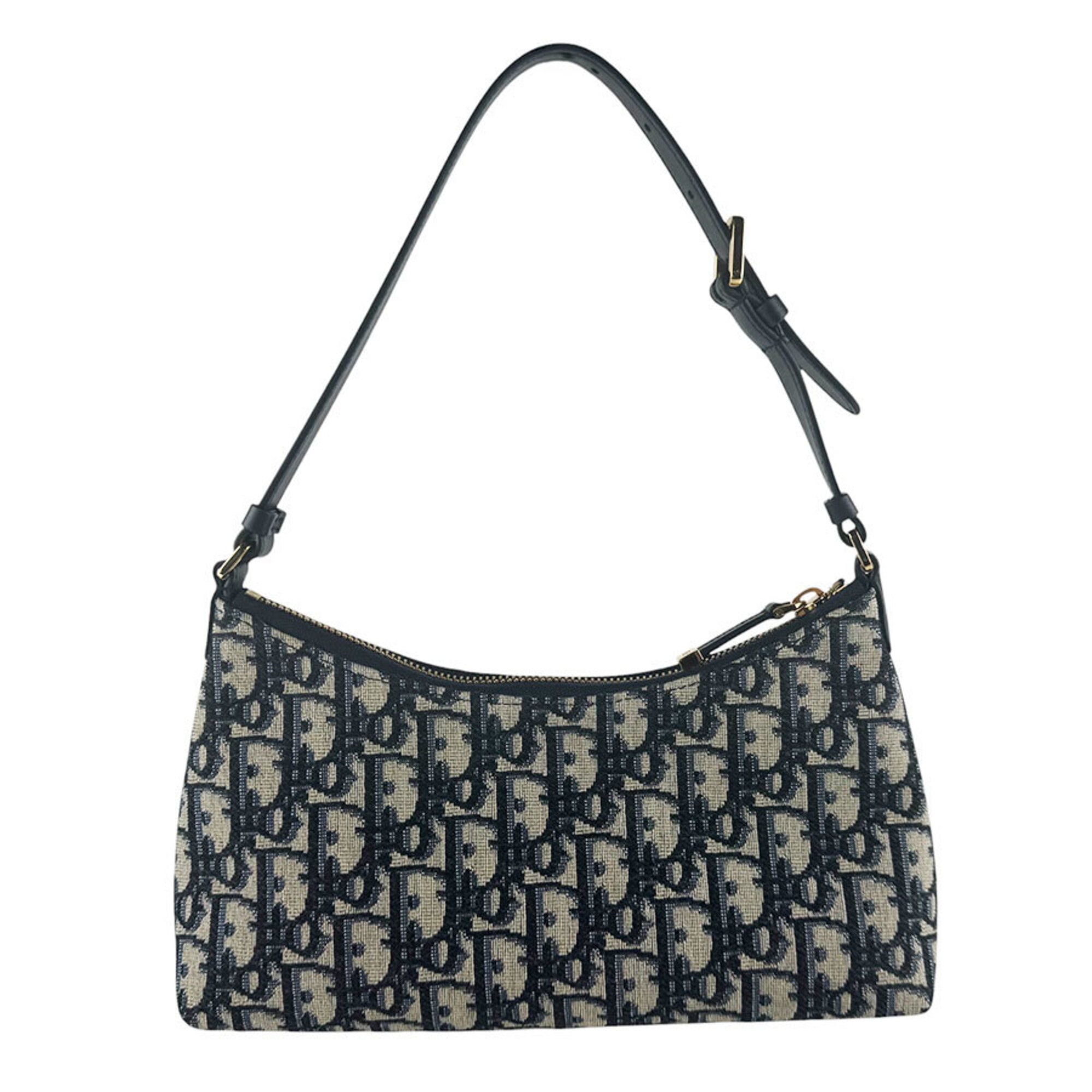 Christian Dior Navy Canvas Leather Shoulder Bag (Pre-Owned)