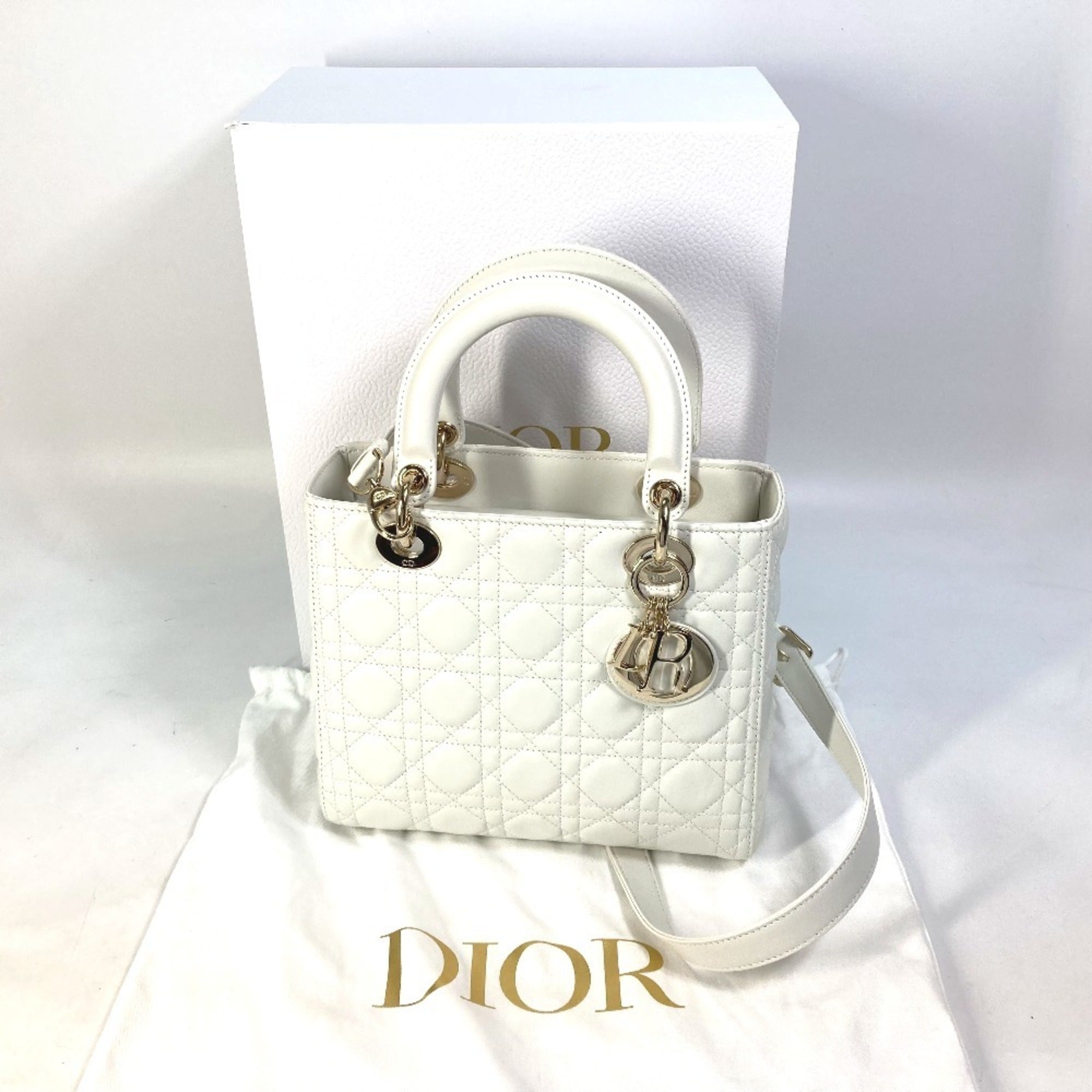 Christian Dior White Leather Handbag Shoulder Bag (Pre-Owned)