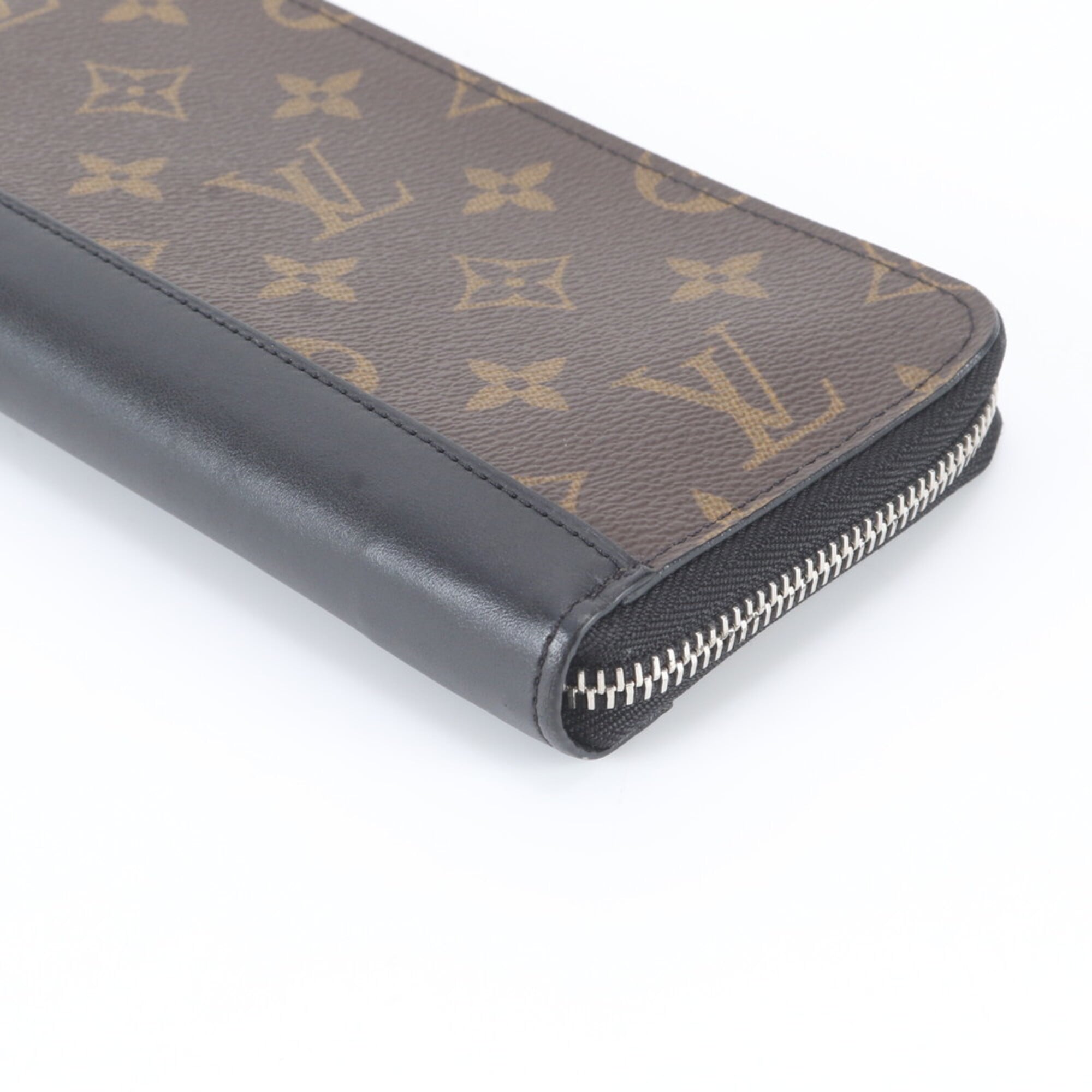 Louis Vuitton Black Brown Leather Coated Canvas Long Wallet (Bi-Fold) (Pre-Owned)