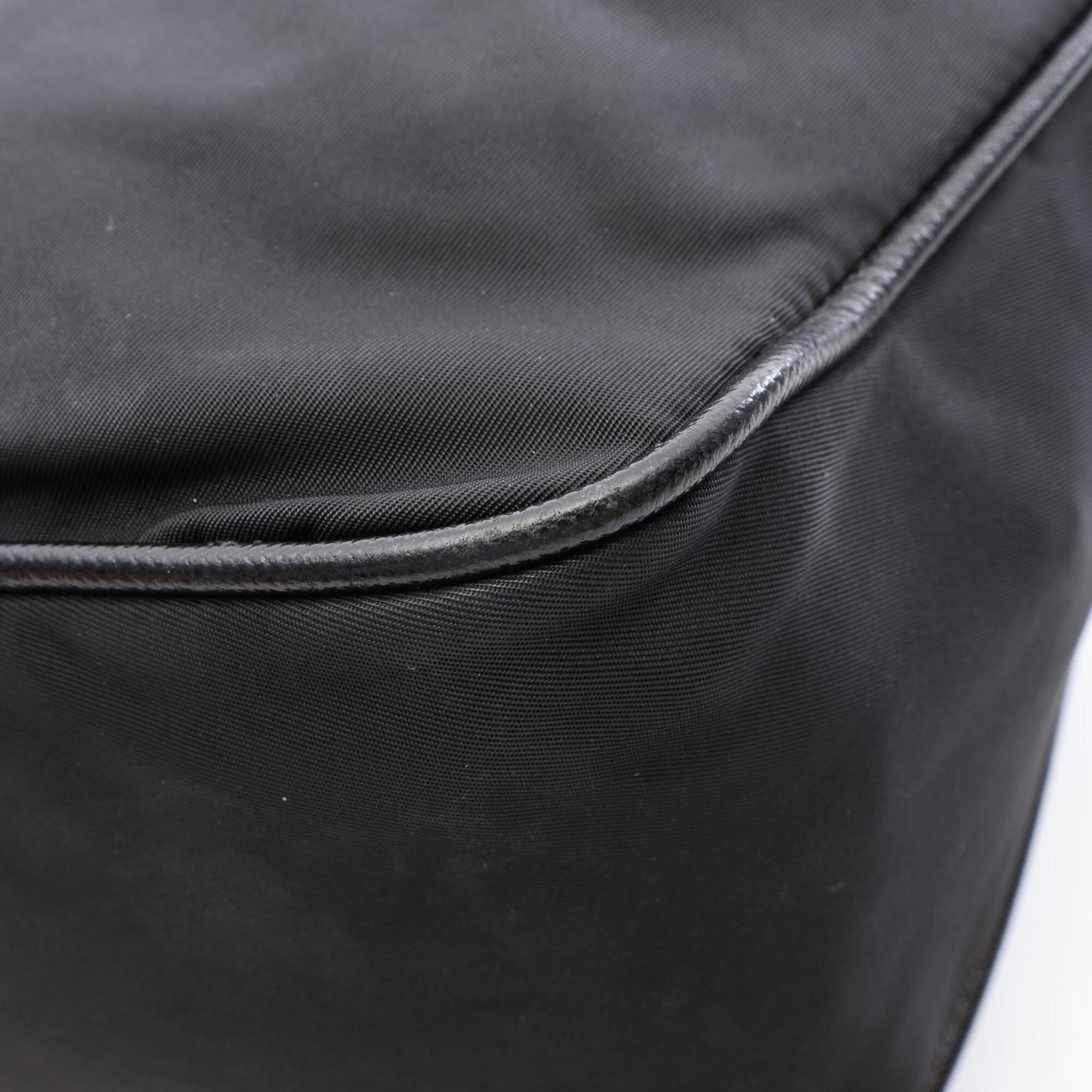 Prada Black Nylon Leather Handbag Shoulder Bag (Pre-Owned)