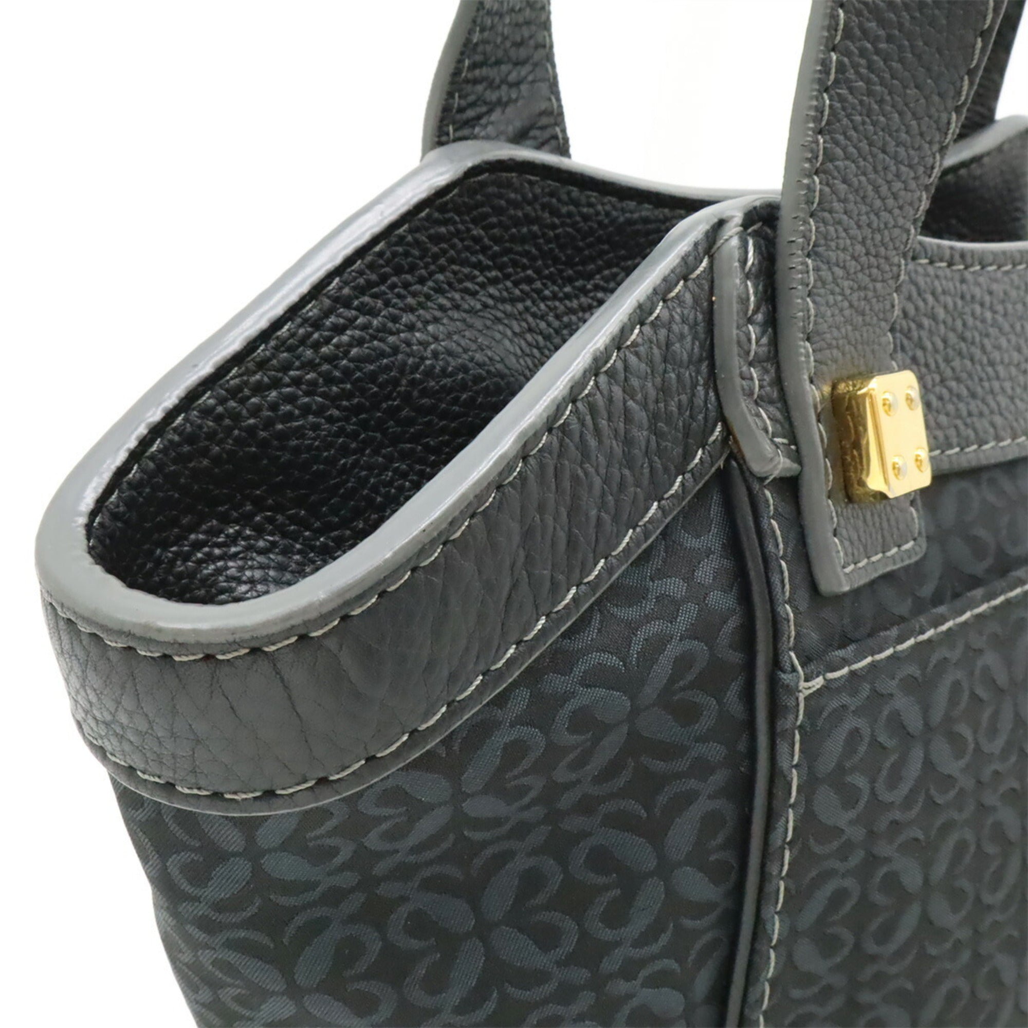 Loewe Dark Gray Nylon Canvas Leather Shoulder Bag Tote Bag (Pre-Owned)