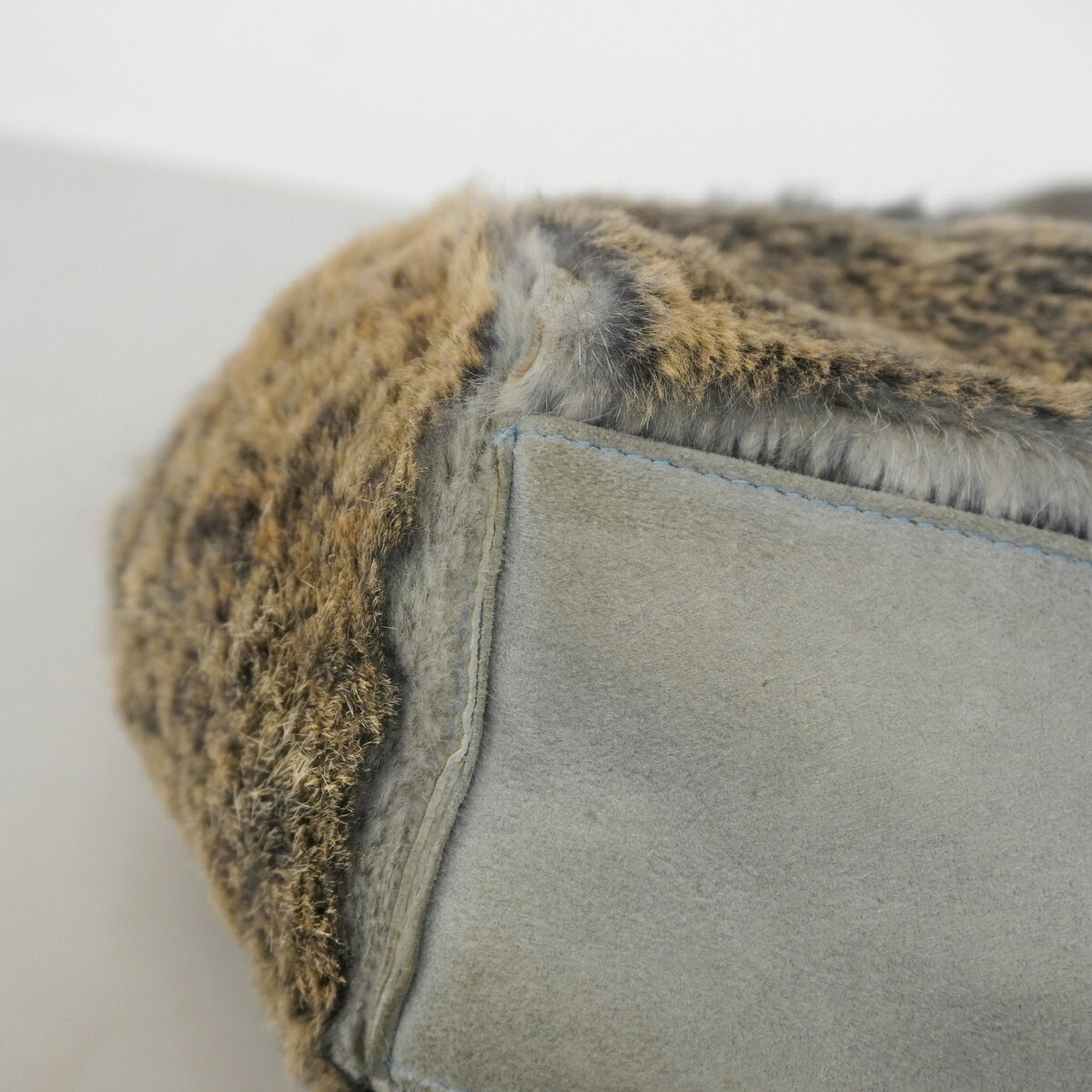 Chanel Brown Light Blue Fur Tote Bag (Pre-Owned)