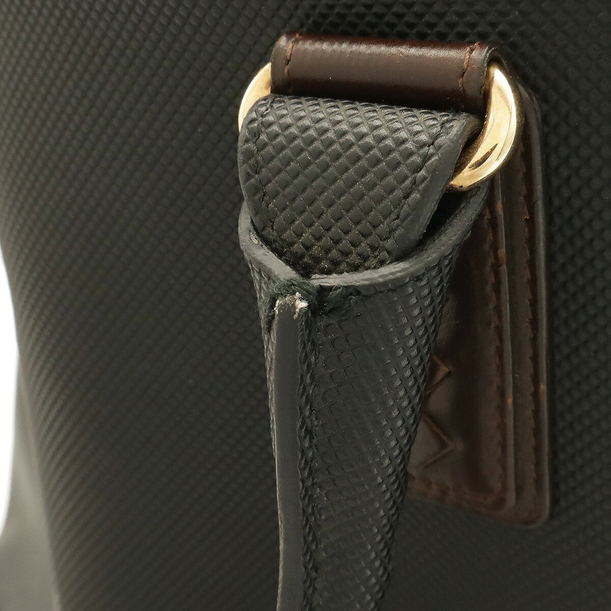 Bottega Veneta Black Dark Brown Coated Canvas Leather Shoulder Bag Tote Bag (Pre-Owned)