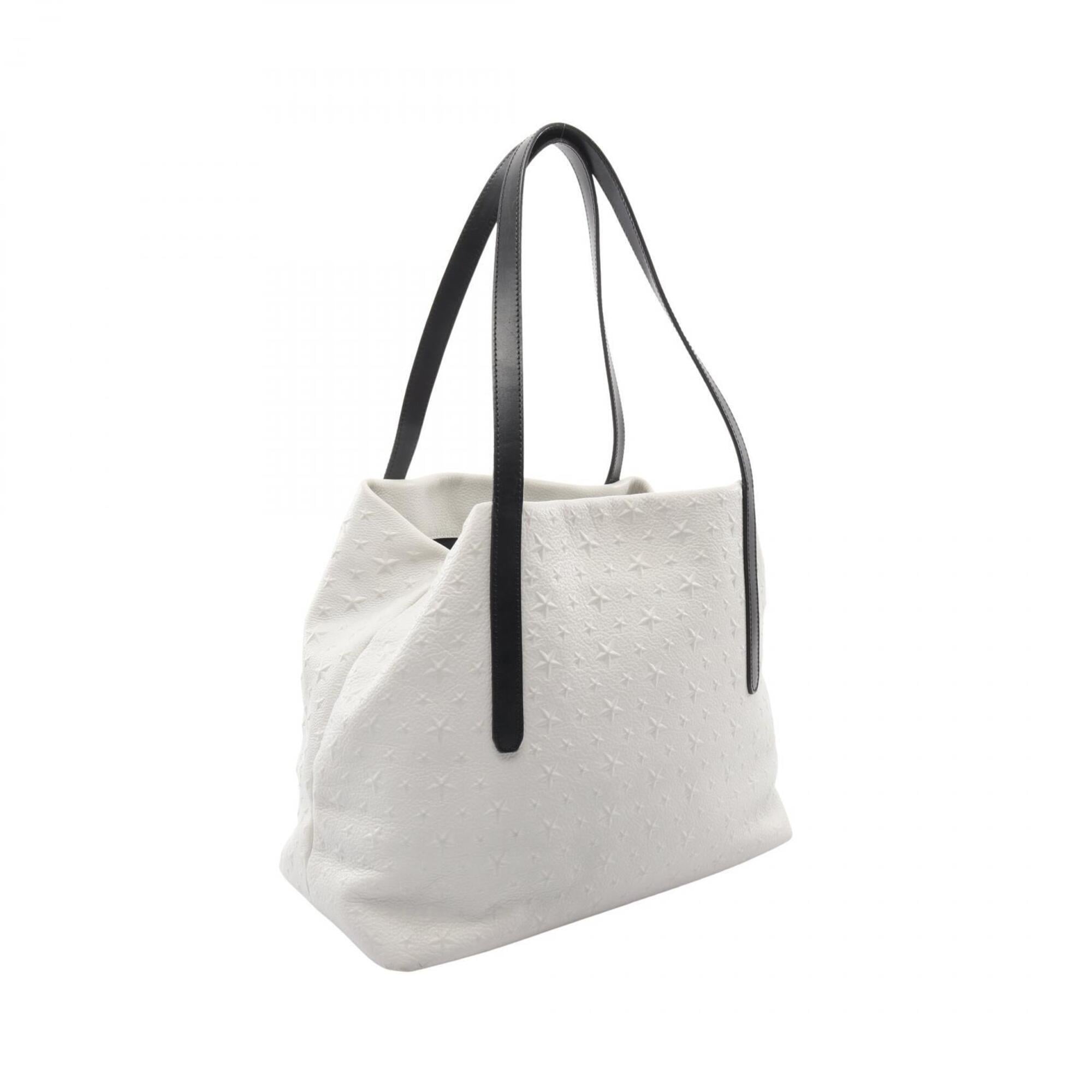 Jimmy Choo Black White Leather Handbag Tote Bag (Pre-Owned)