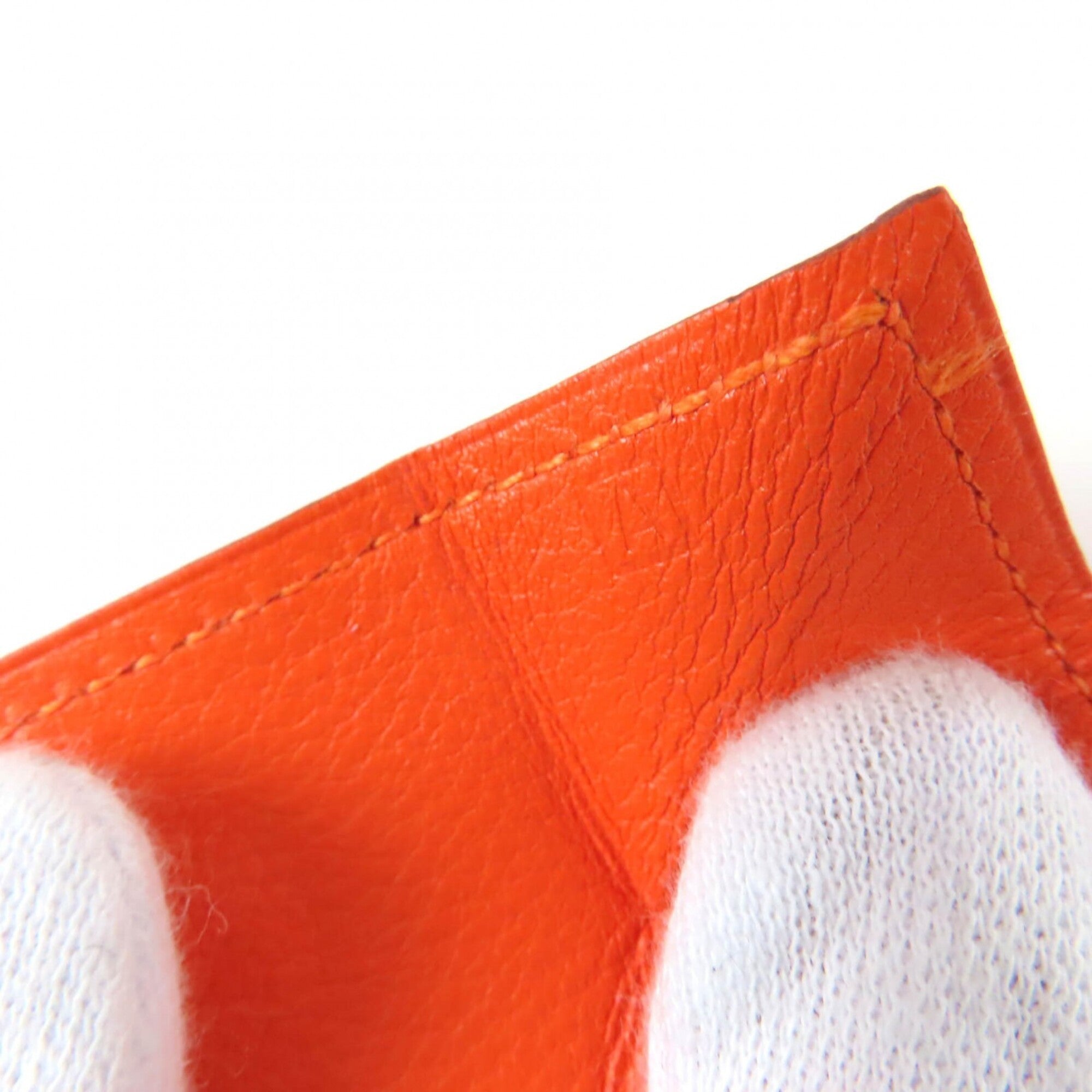 Hermes Orange Leather Coin Purse/Coin Case (Pre-Owned)