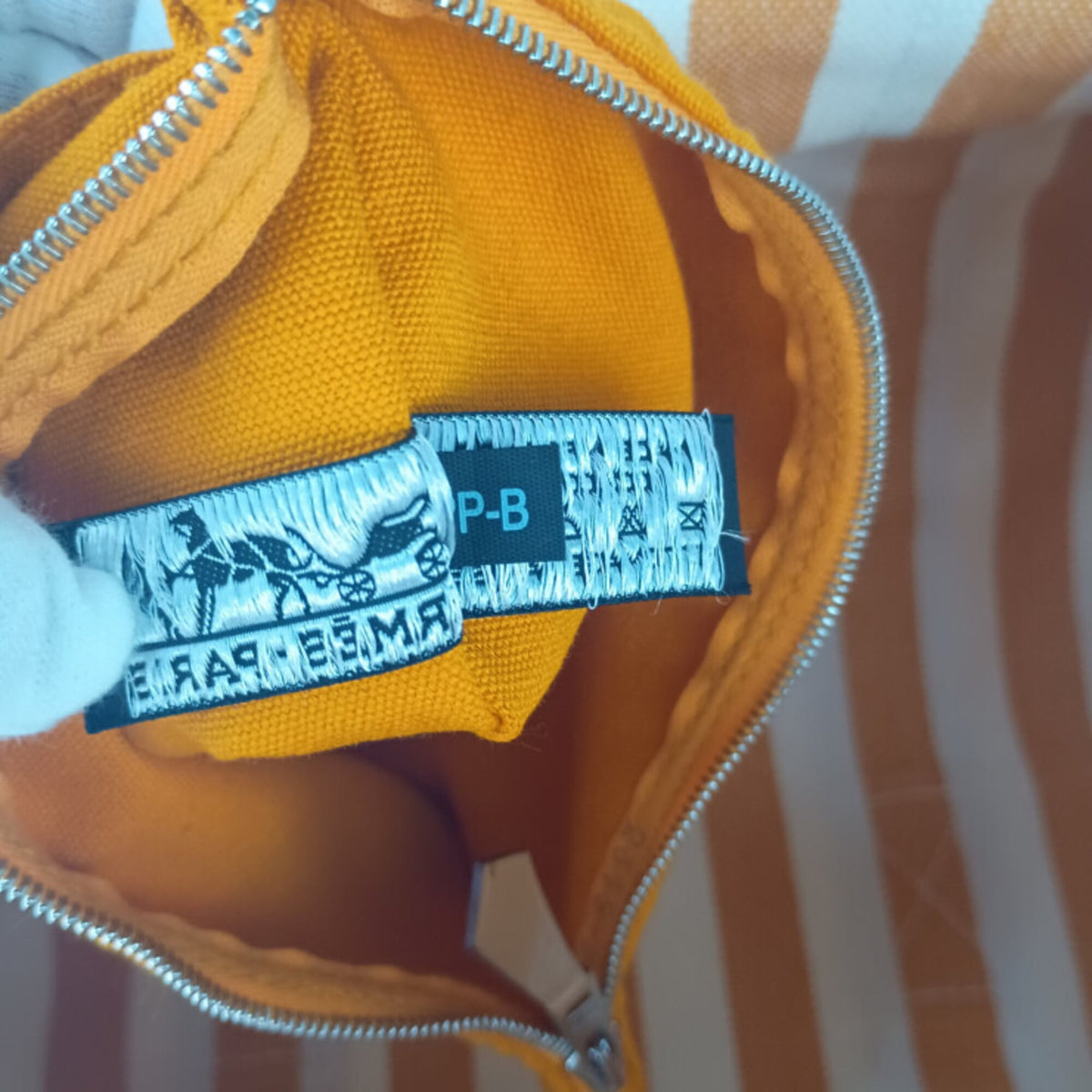 Hermes Natural Orange Canvas Handbag Pouch Tote Bag (Pre-Owned)