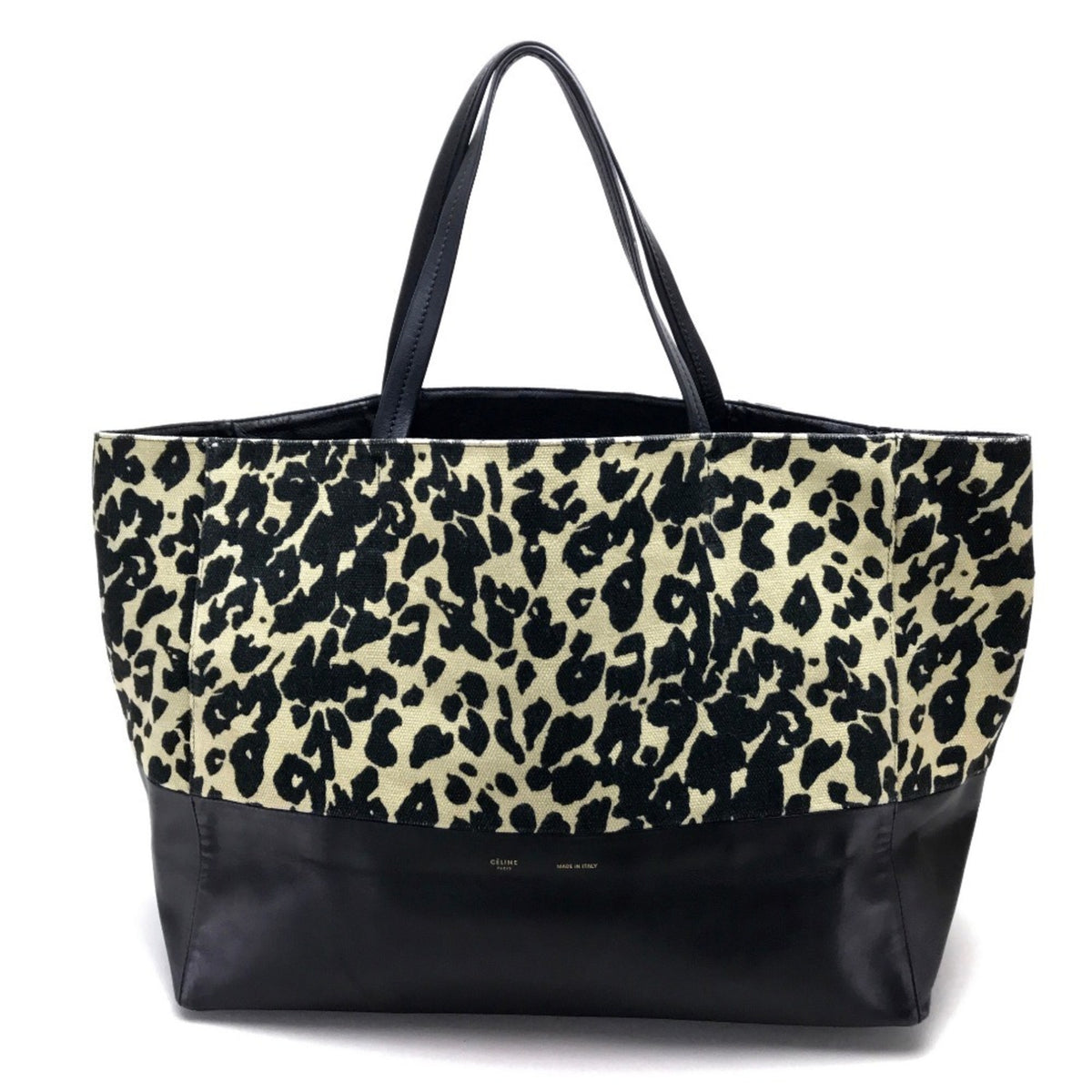 Celine Beige Black Canvas Leather Tote Bag (Pre-Owned)