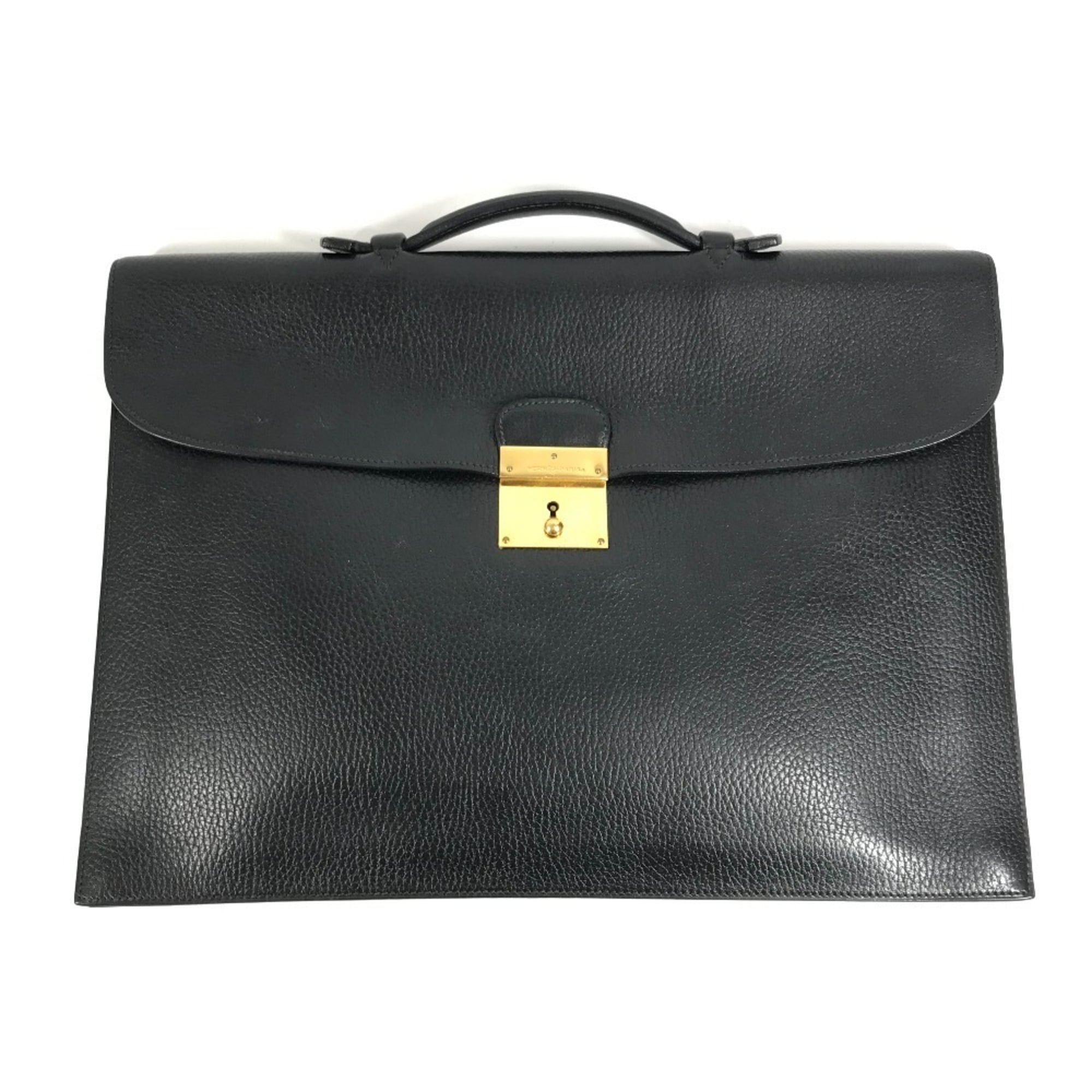 Hermes Black Leather Briefcase Handbag (Pre-Owned)