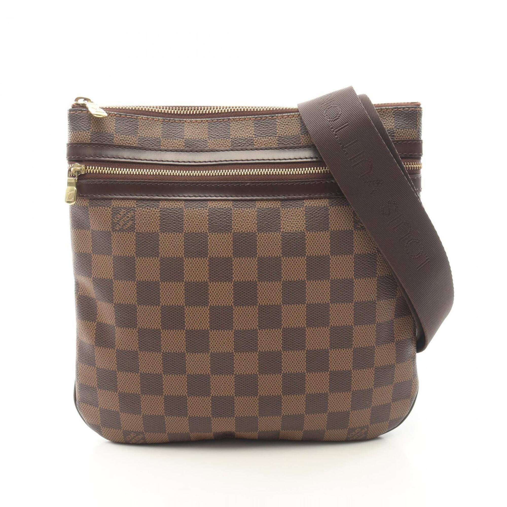 Louis Vuitton Brown Coated Canvas Leather Handbag Pochette Shoulder Bag (Pre-Owned)