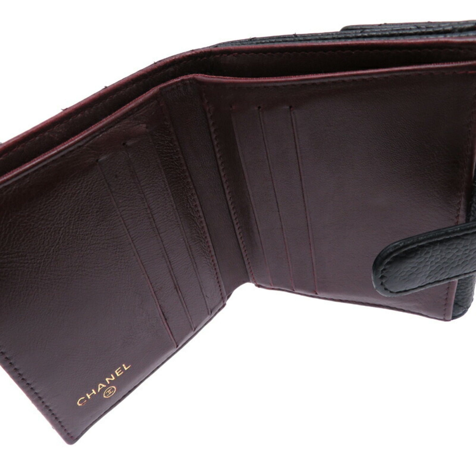 Chanel Black Grained Calfskin Wallet (Bi-Fold) (Pre-Owned)
