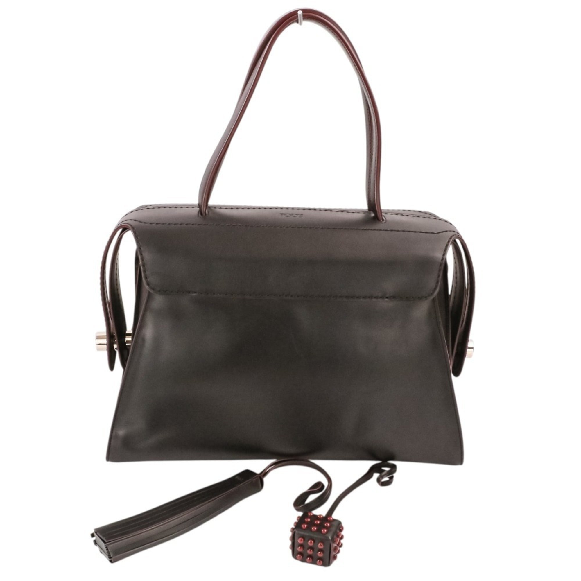 Tod's Black Leather Boston Bag Handbag (Pre-Owned)