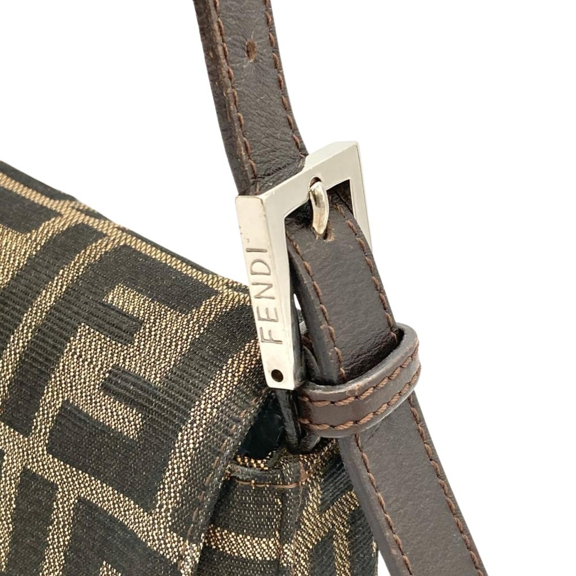 Fendi Zucca Brown Jacquard Leather Shoulder Bag (Pre-Owned)