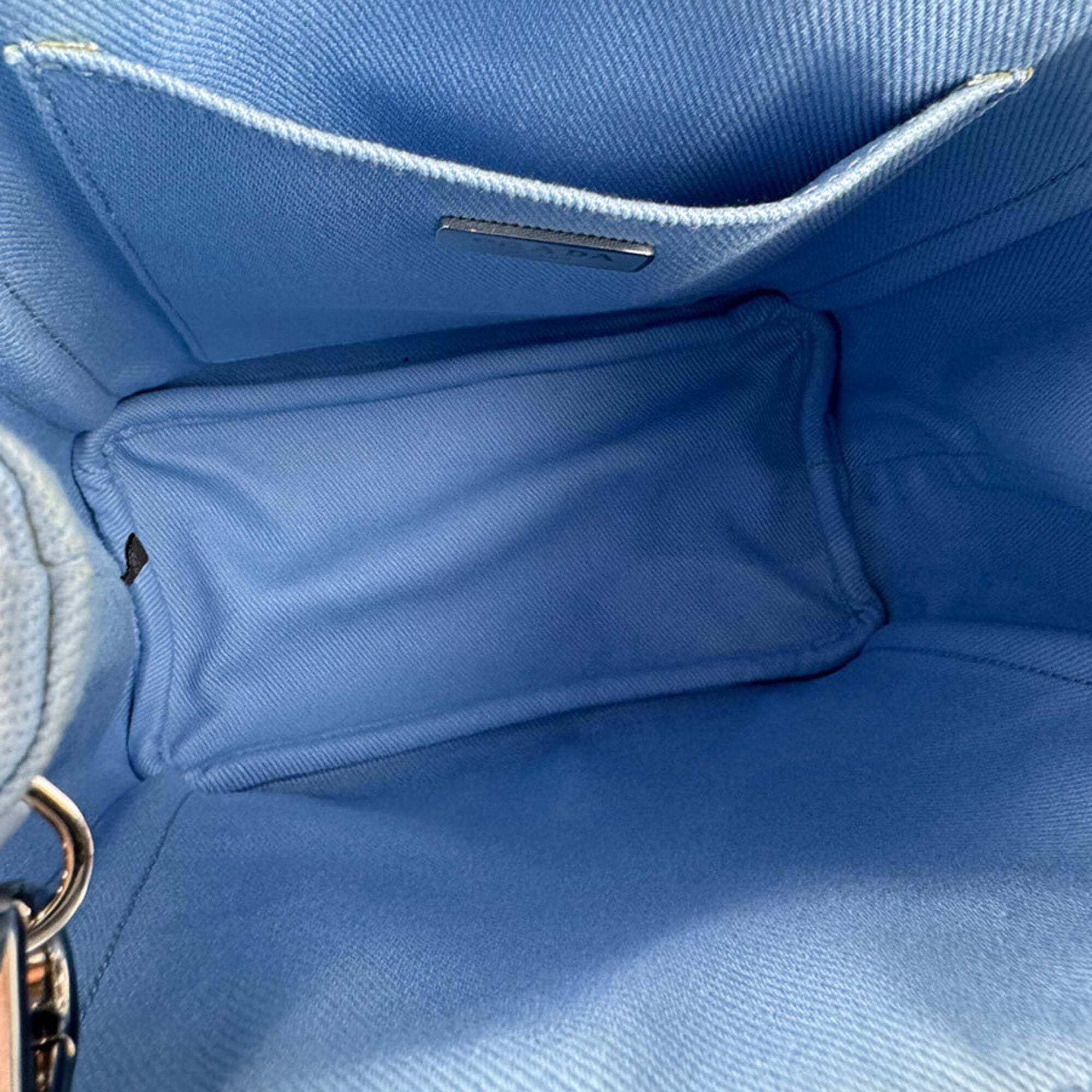Prada Blue White Canvas Pile Fabric Handbag Shoulder Bag (Pre-Owned)
