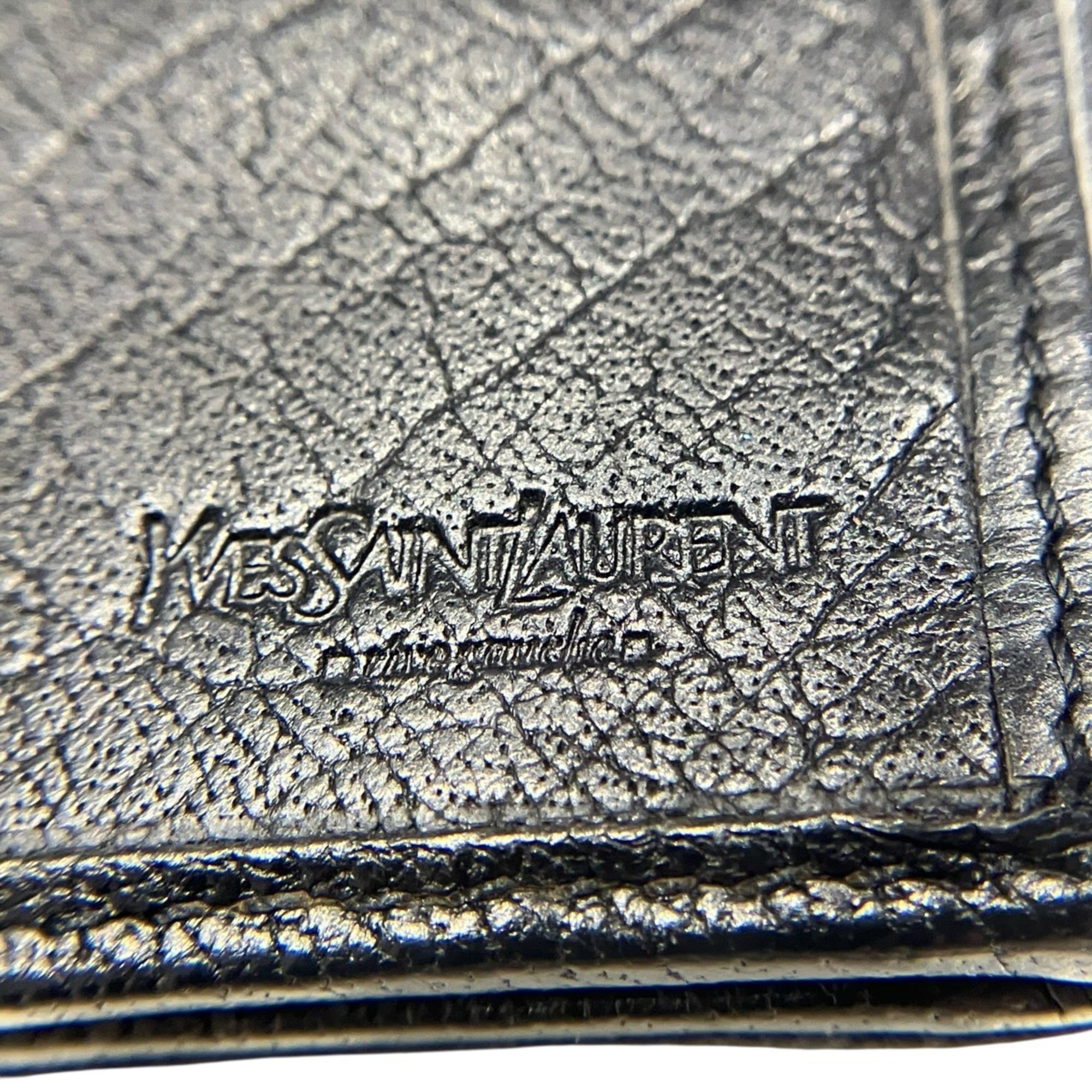 Yves Saint Laurent Black Leather Long Wallet (Tri-Fold) (Pre-Owned)