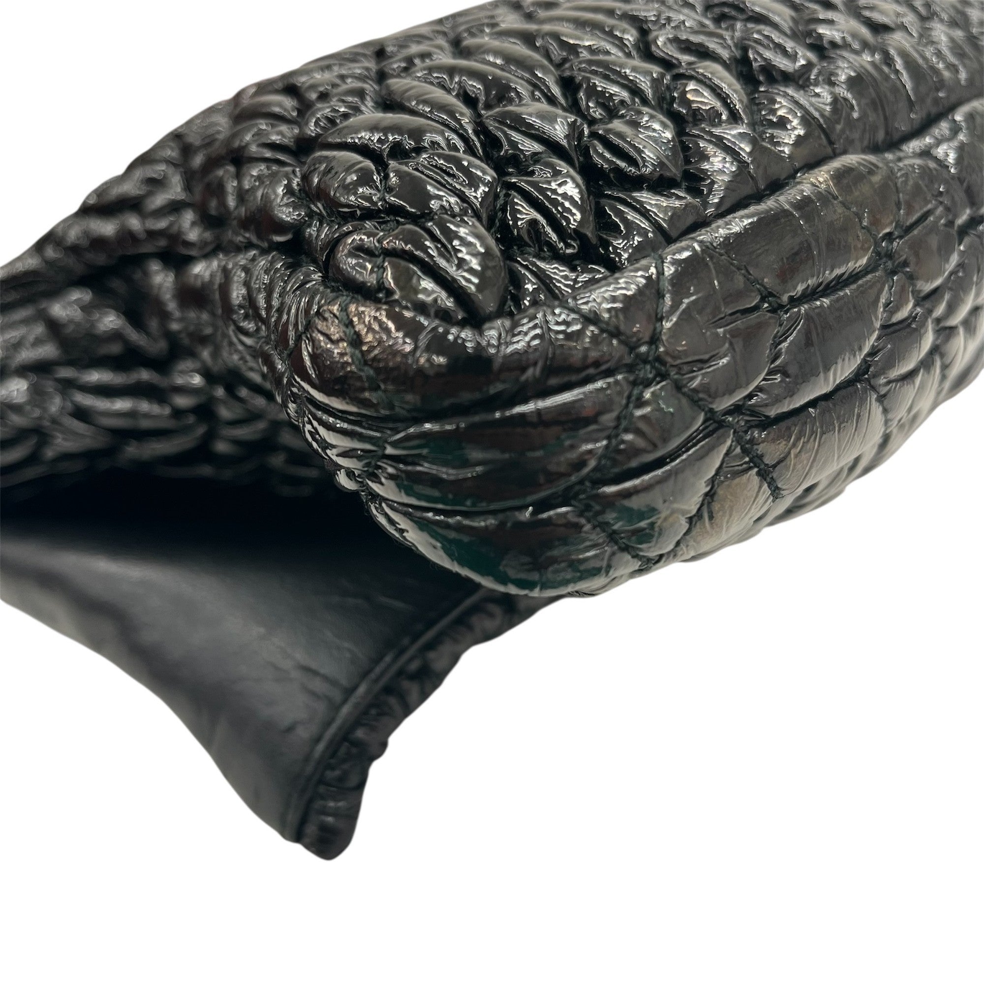 Miu Miu Matelasse Black Patent Leather Clutch Bag Shoulder Bag (Pre-Owned)