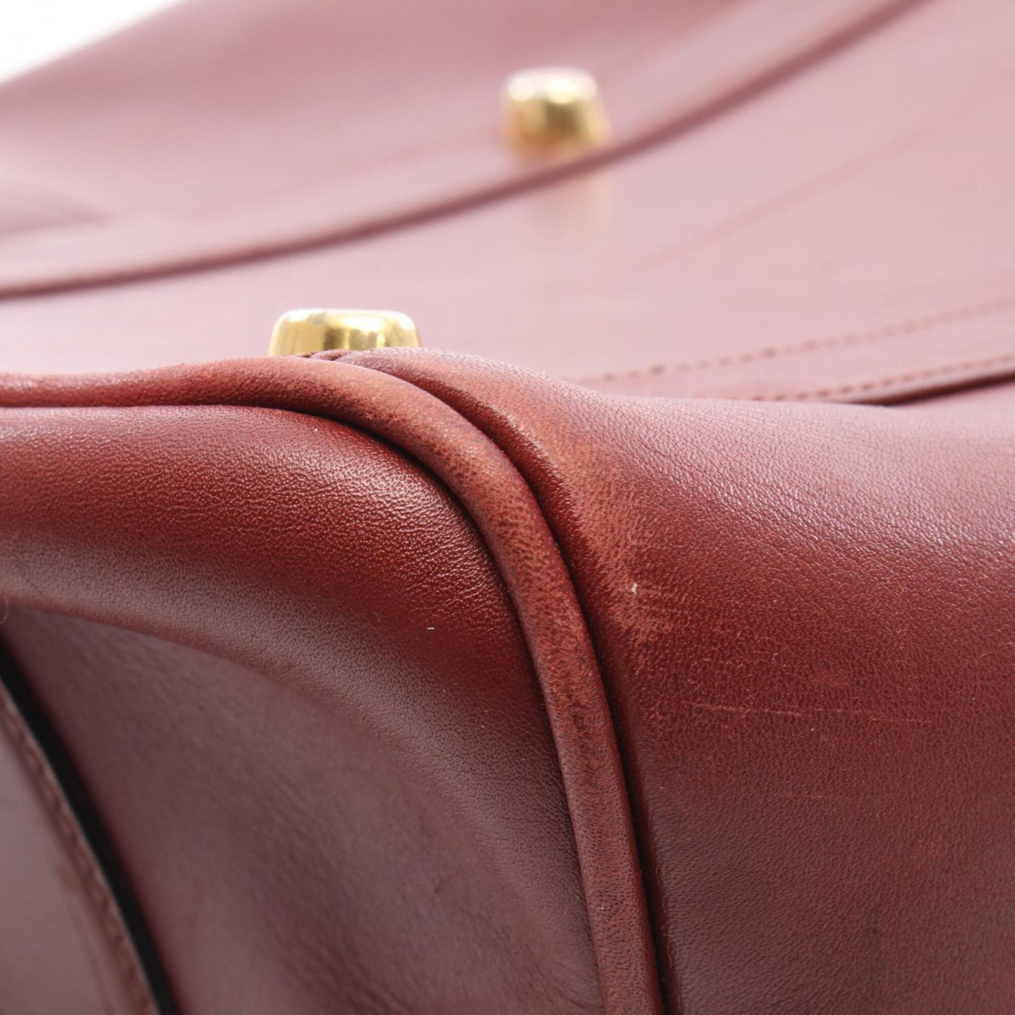Cartier Bordeaux Leather Boston Bag Handbag (Pre-Owned)