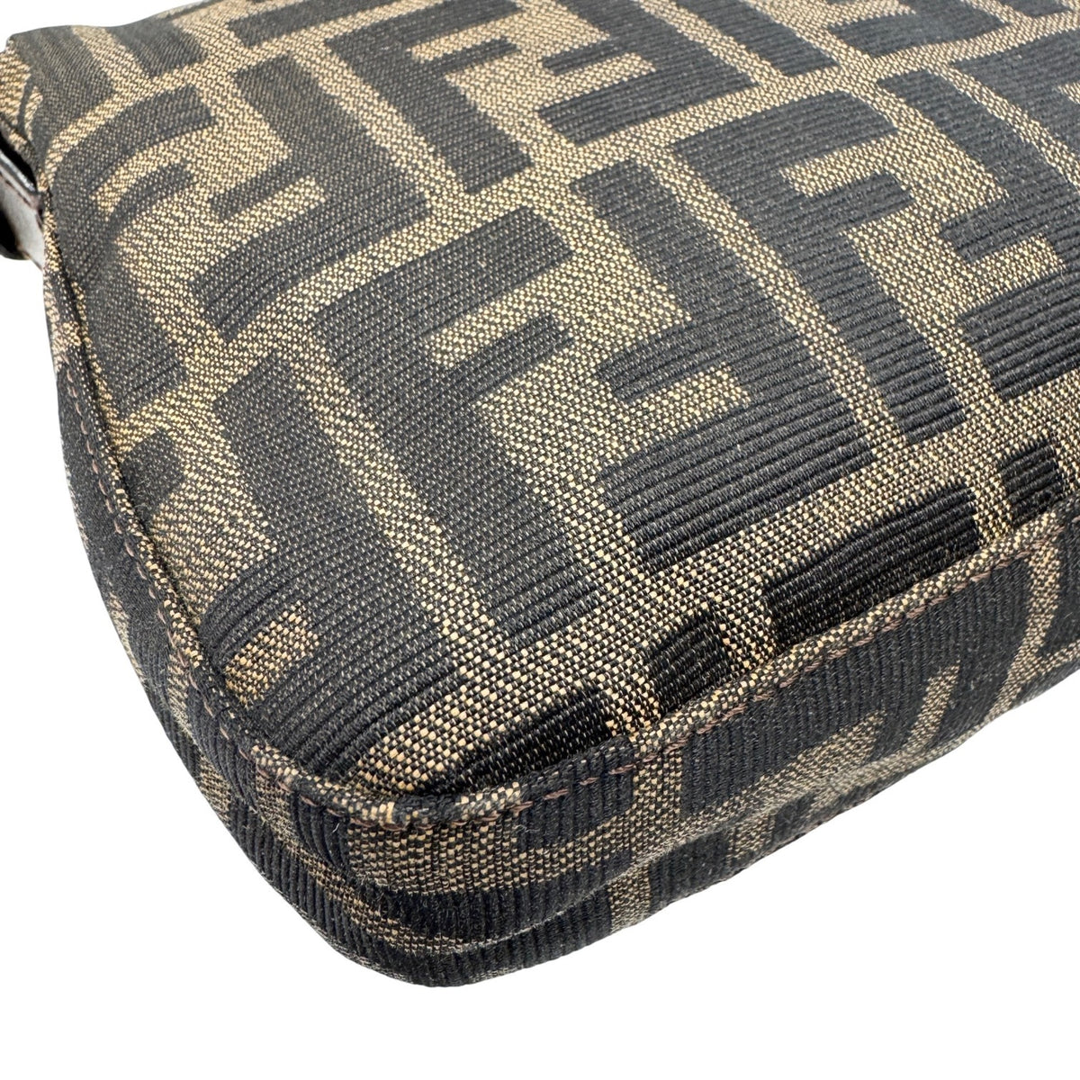 Fendi Zucca Brown Canvas Leather Handbag Pouch (Pre-Owned)