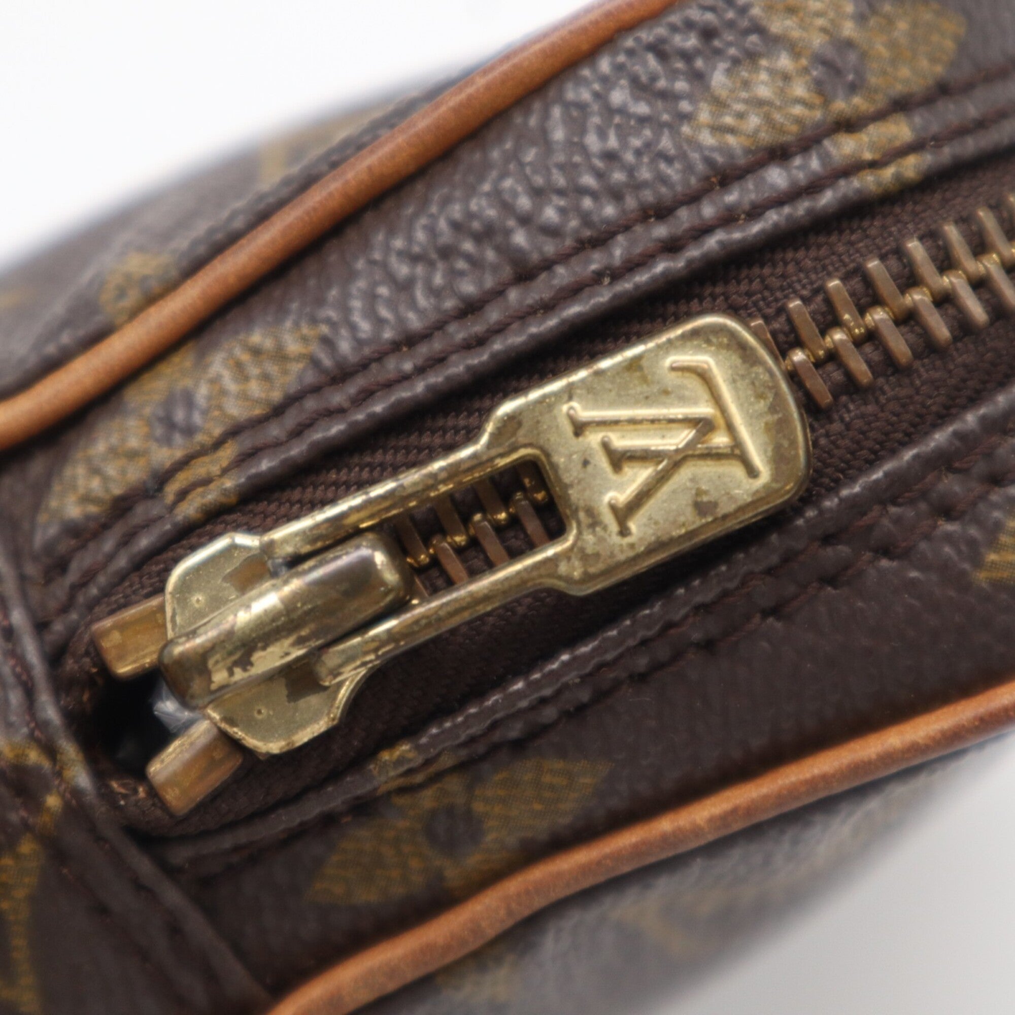Louis Vuitton Monogram Beige Brown Coated Canvas Leather Shoulder Bag (Pre-Owned)