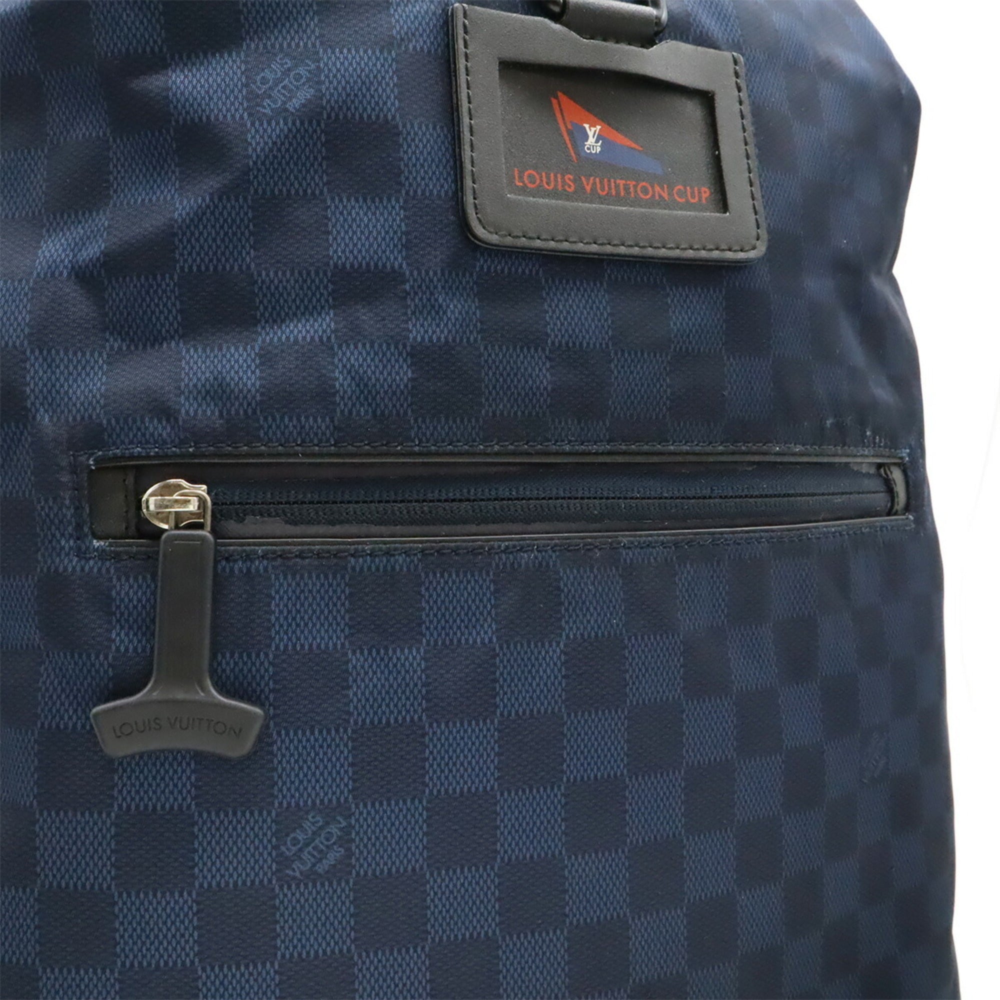 Louis Vuitton Navy Nylon Leather Backpack (Pre-Owned)