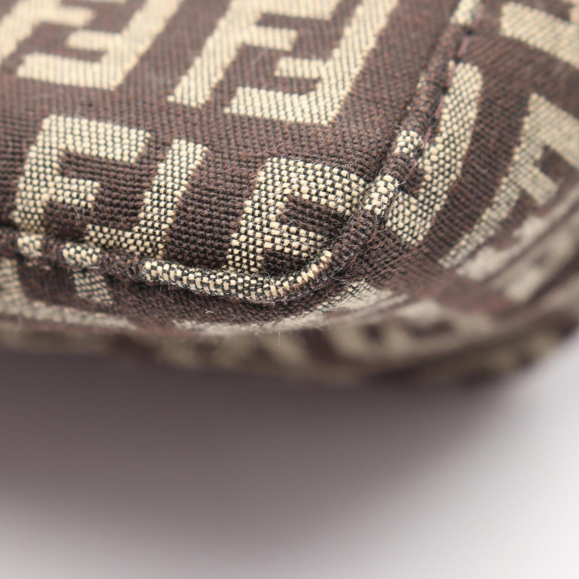 Fendi Beige Brown Canvas Leather Handbag (Pre-Owned)