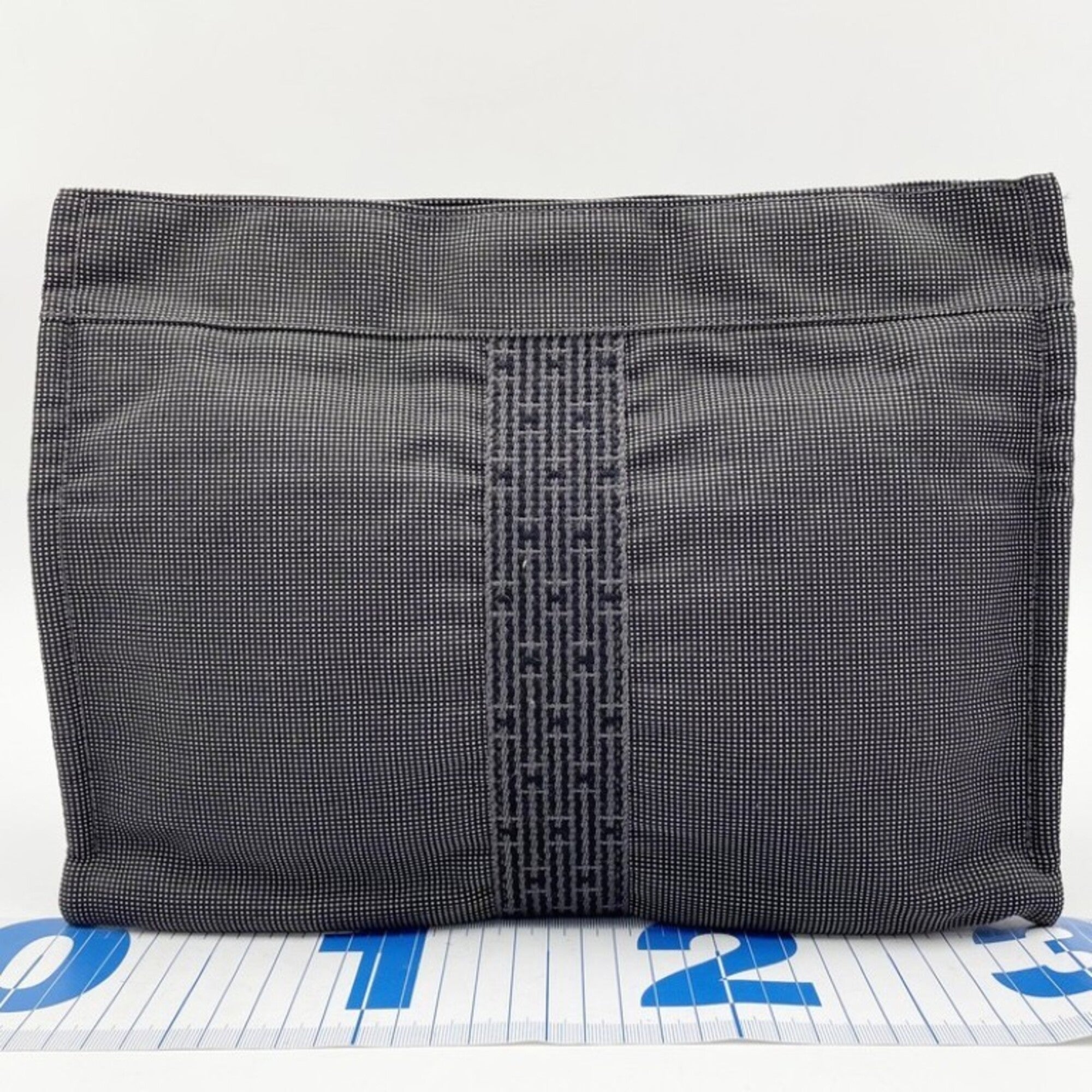 Hermes Gray Canvas Clutch Bag Handbag (Pre-Owned)