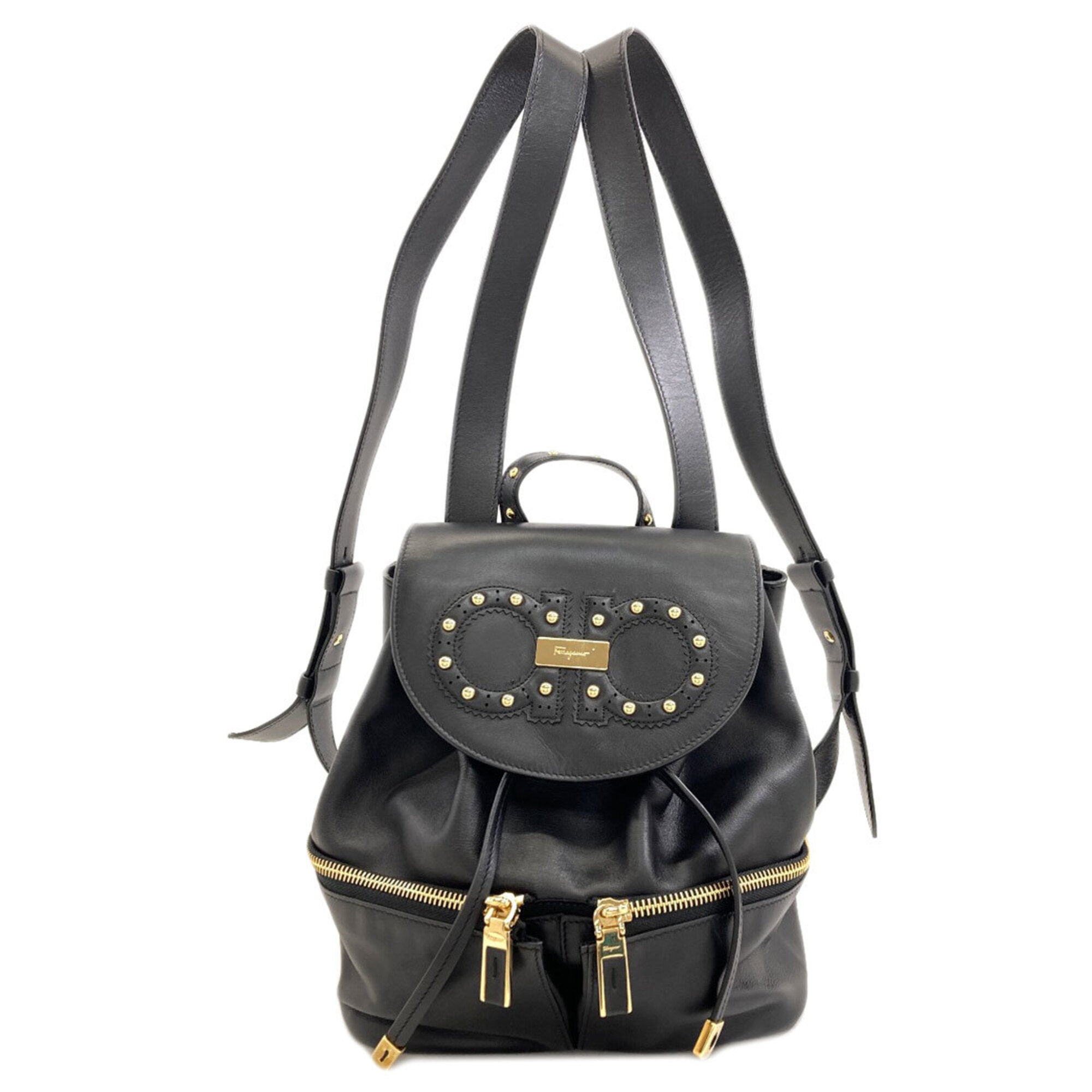 Salvatore Ferragamo Black Leather Backpack (Pre-Owned)