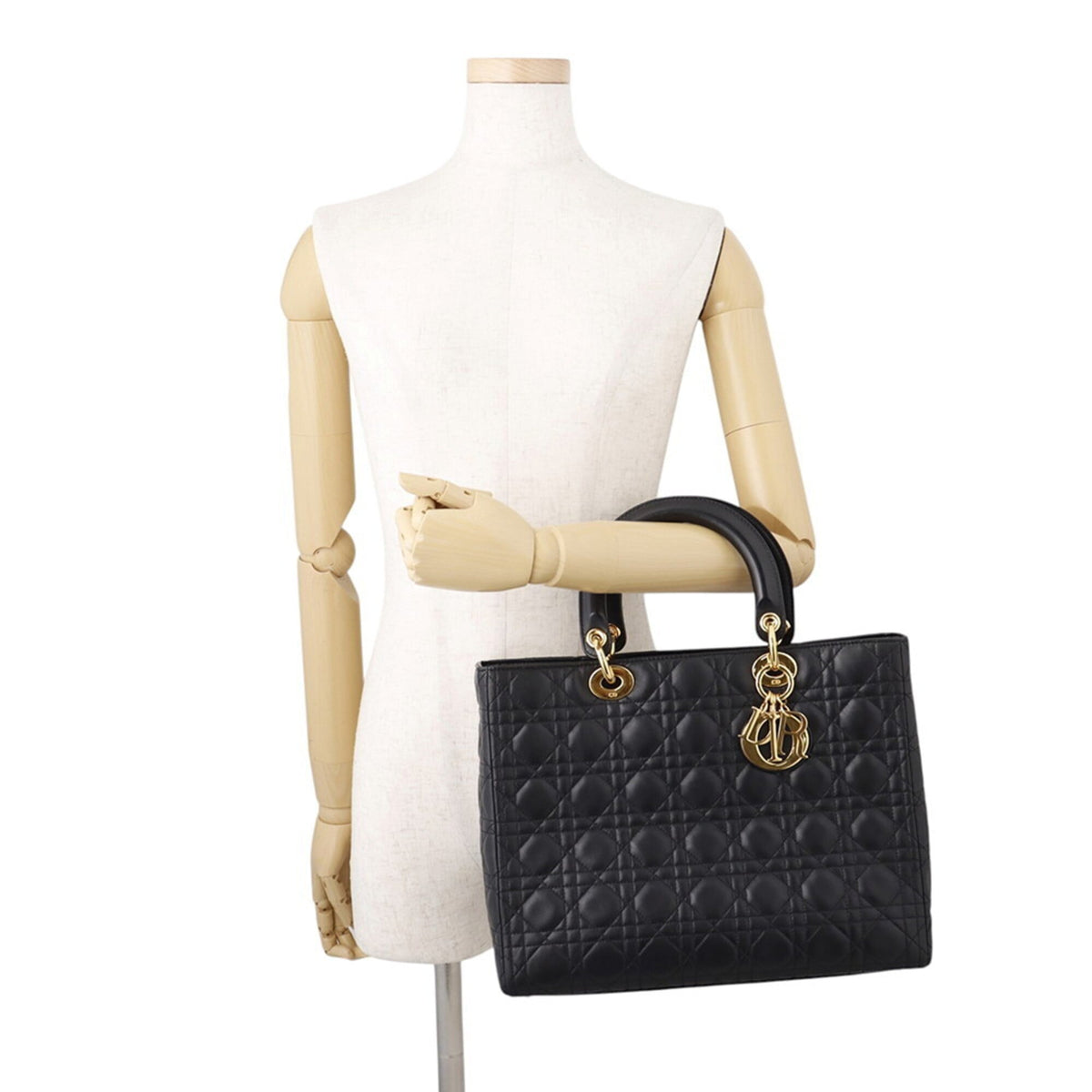 Christian Dior Lady Dior Black Leather Handbag (Pre-Owned)