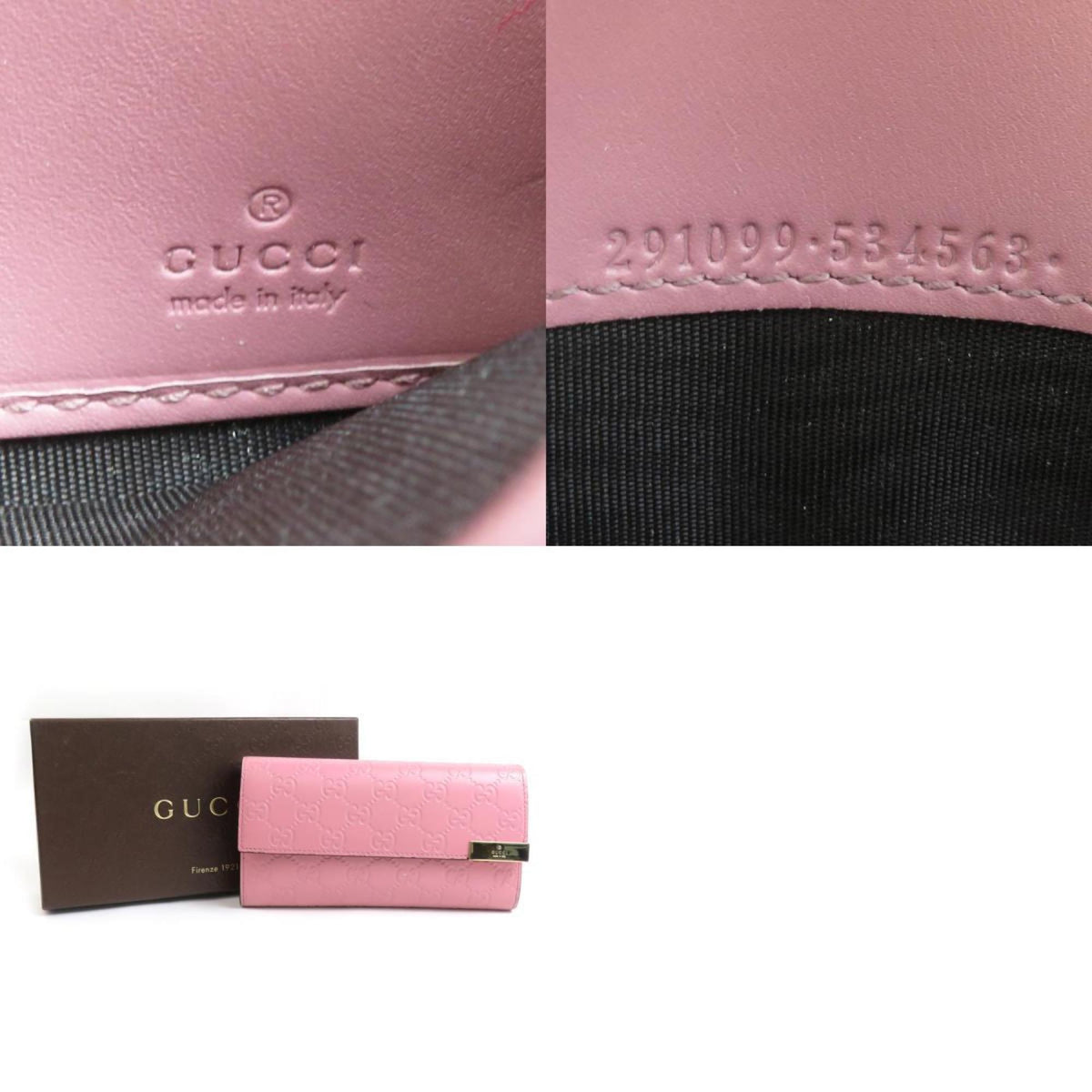 Gucci Pink Leather Long Wallet (Bi-Fold) (Pre-Owned)