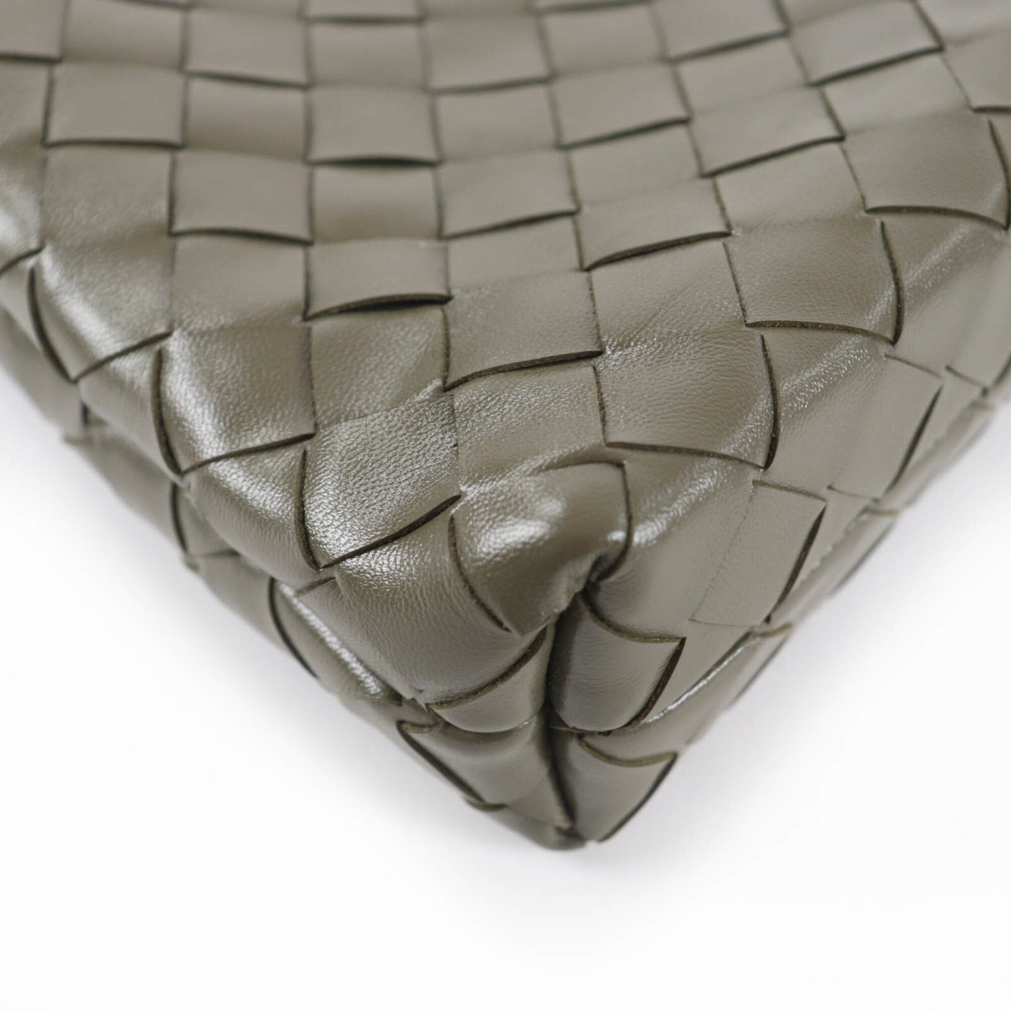 Bottega Veneta Intrecciato Khaki Leather Shoulder Bag (Pre-Owned)