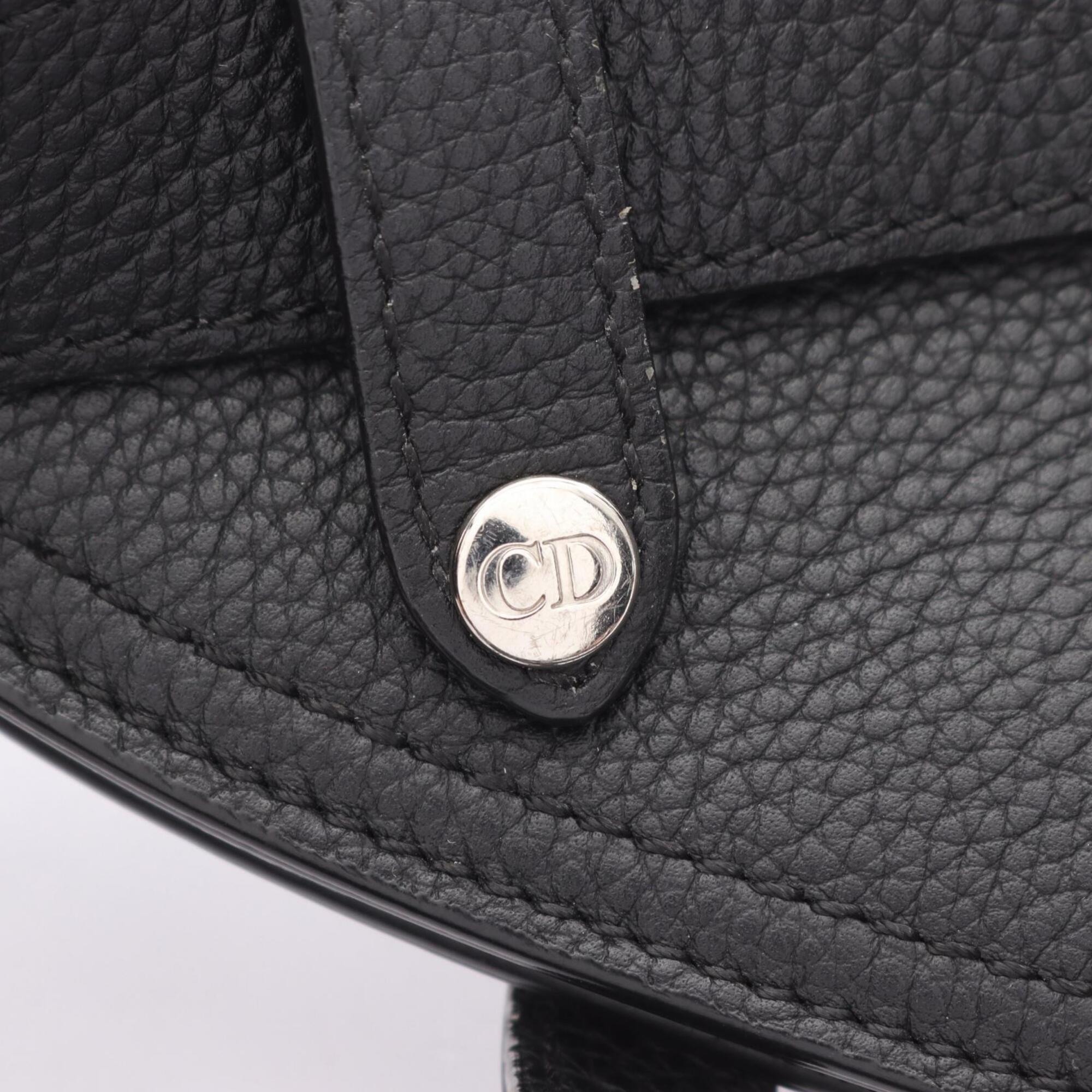 Christian Dior Black Leather Fanny Pack Handbag Saddle Bag (Pre-Owned)