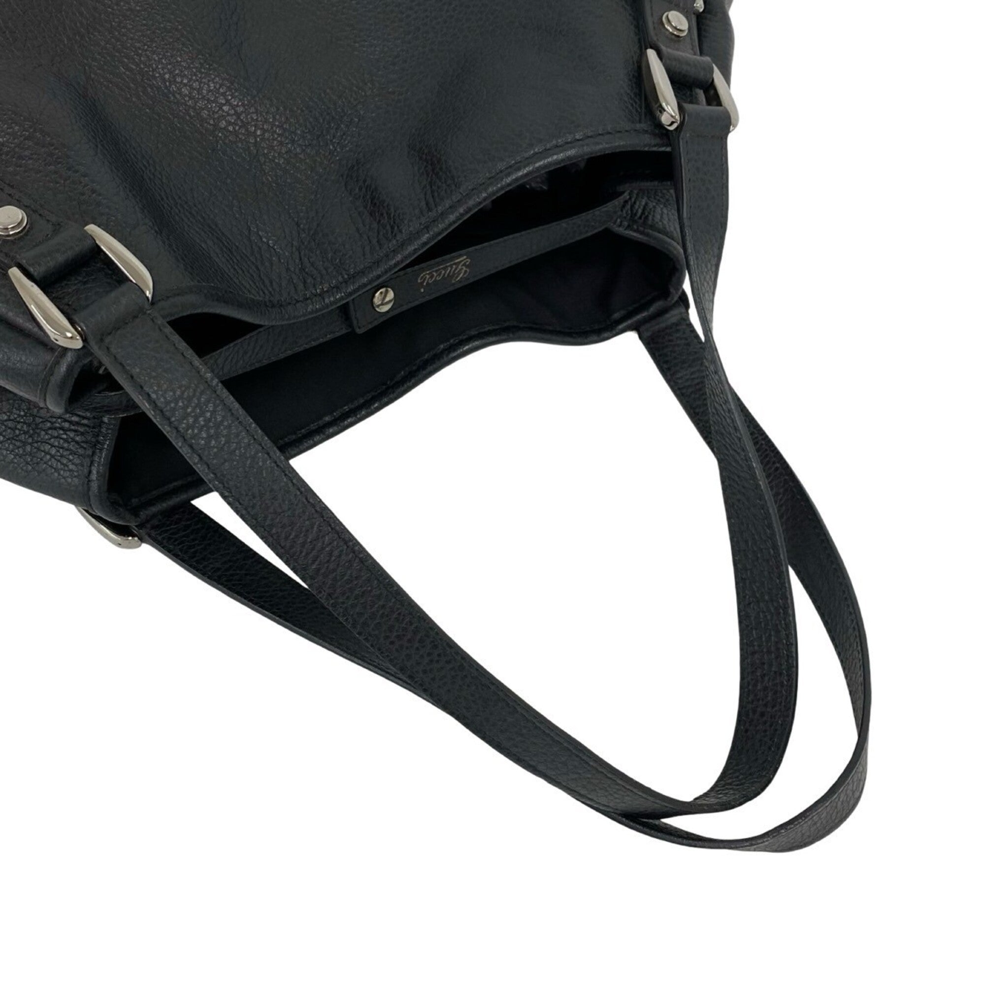 Gucci Black Leather Handbag Shoulder Bag Tote Bag (Pre-Owned)