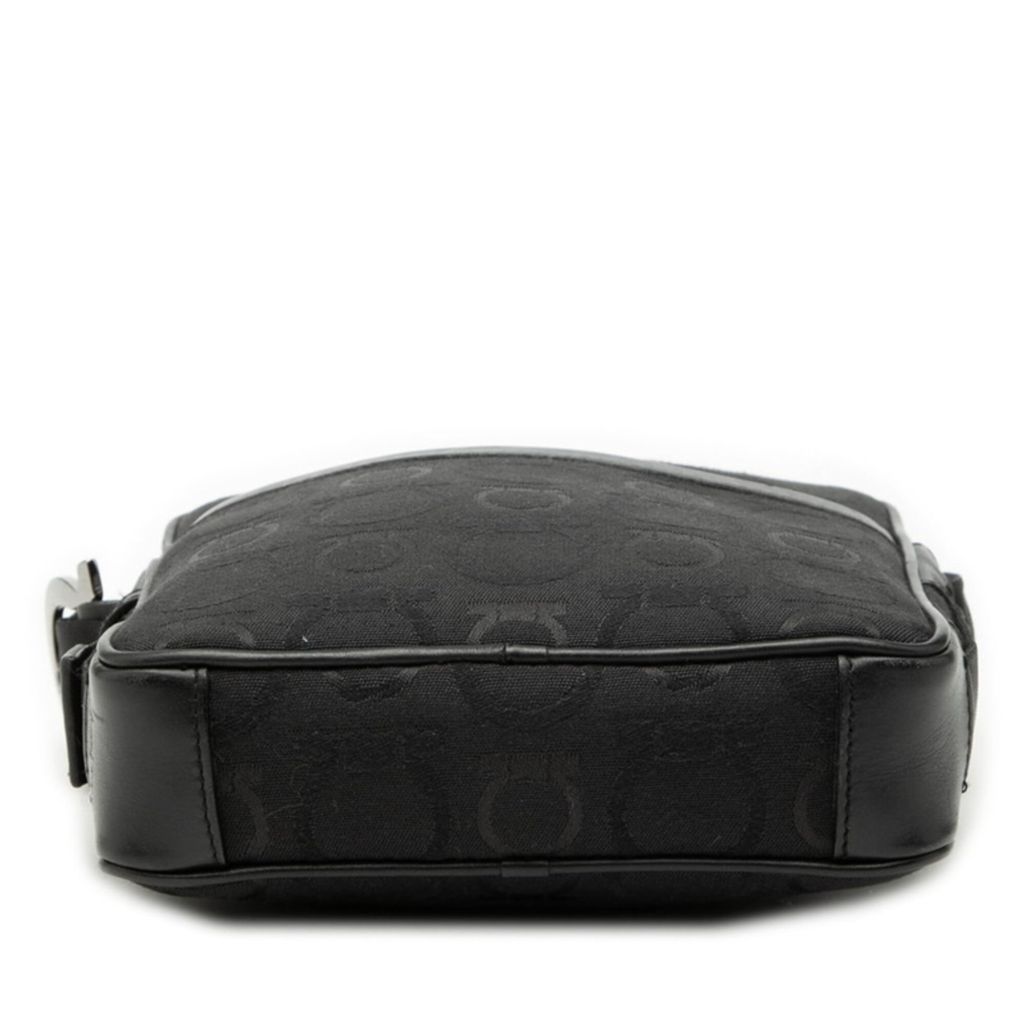Salvatore Ferragamo Black Canvas Leather Shoulder Bag (Pre-Owned)