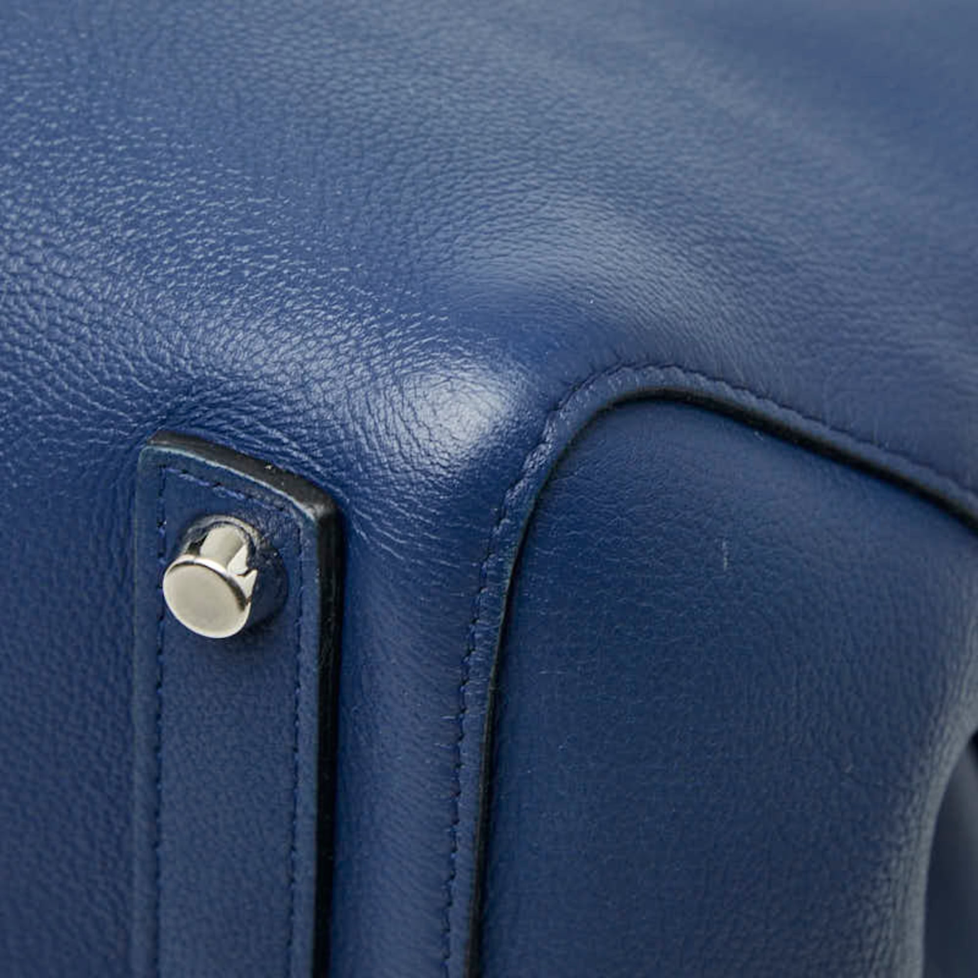 Christian Dior Navy Leather Handbag Tote Bag (Pre-Owned)