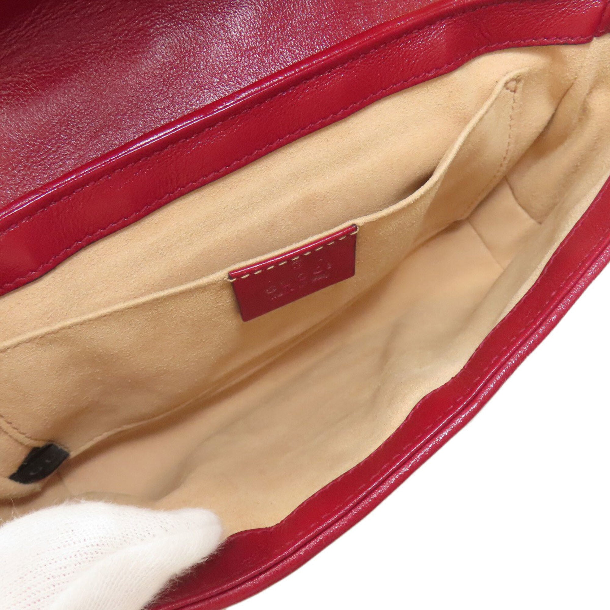 Gucci Red Color Canvas Leather Shoulder Bag (Pre-Owned)